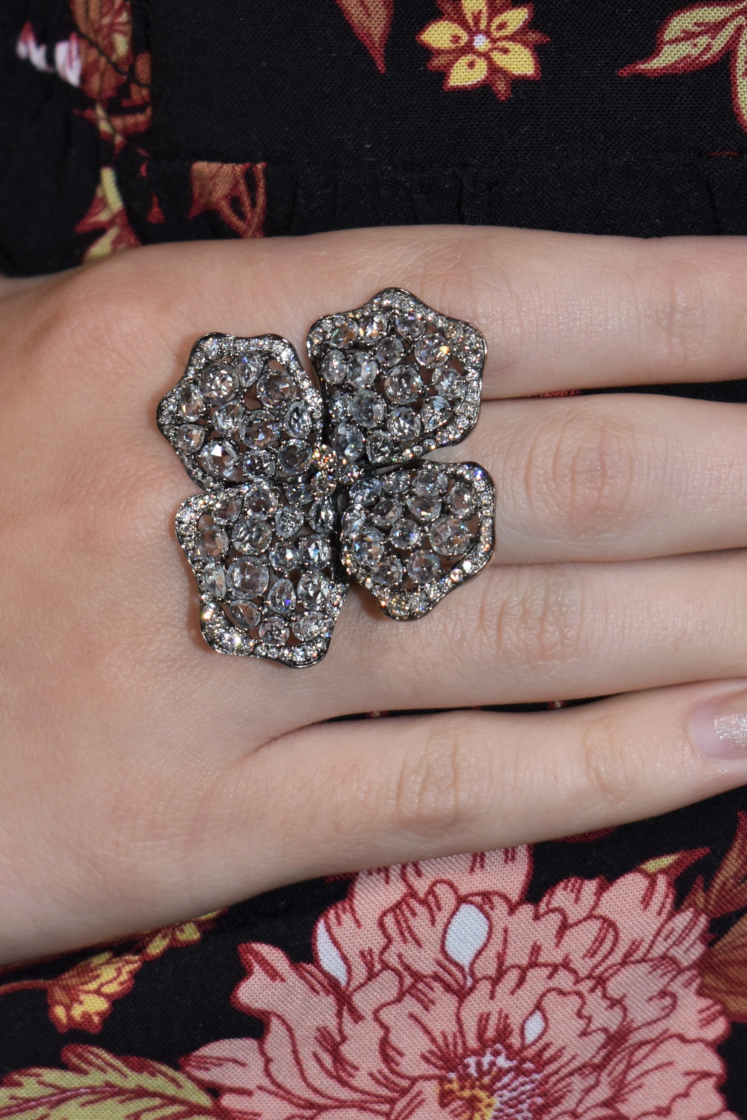 14kt Black Rhodium Diamond & Sapphire Ring