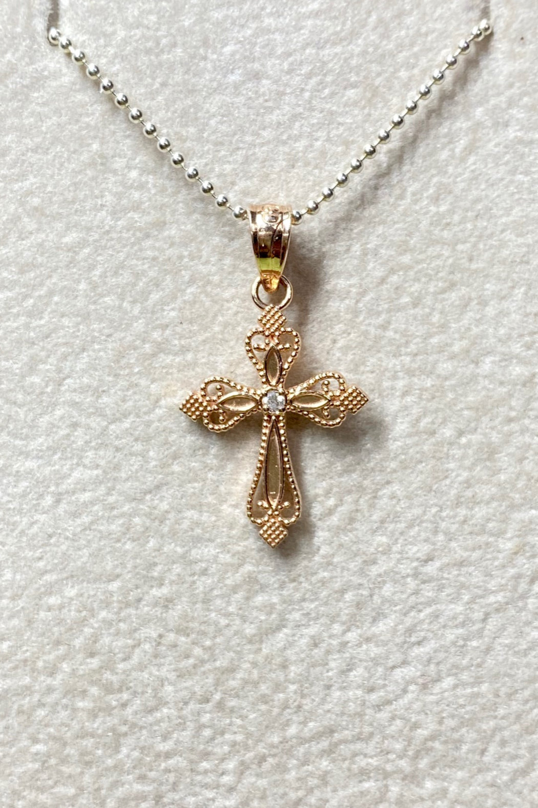 14kt Rose Gold Diamond Cross Pendant