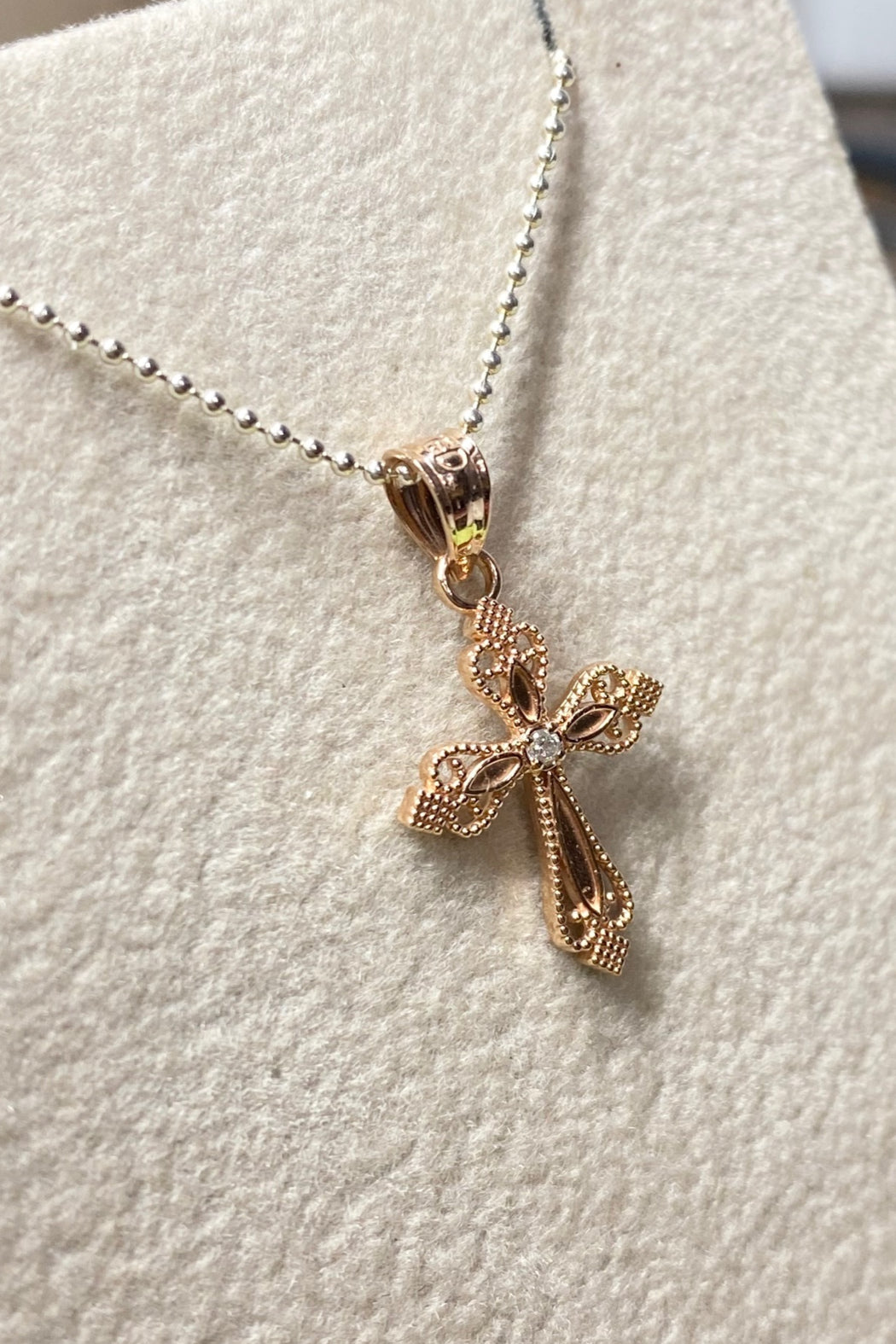 14kt Rose Gold Diamond Cross Pendant