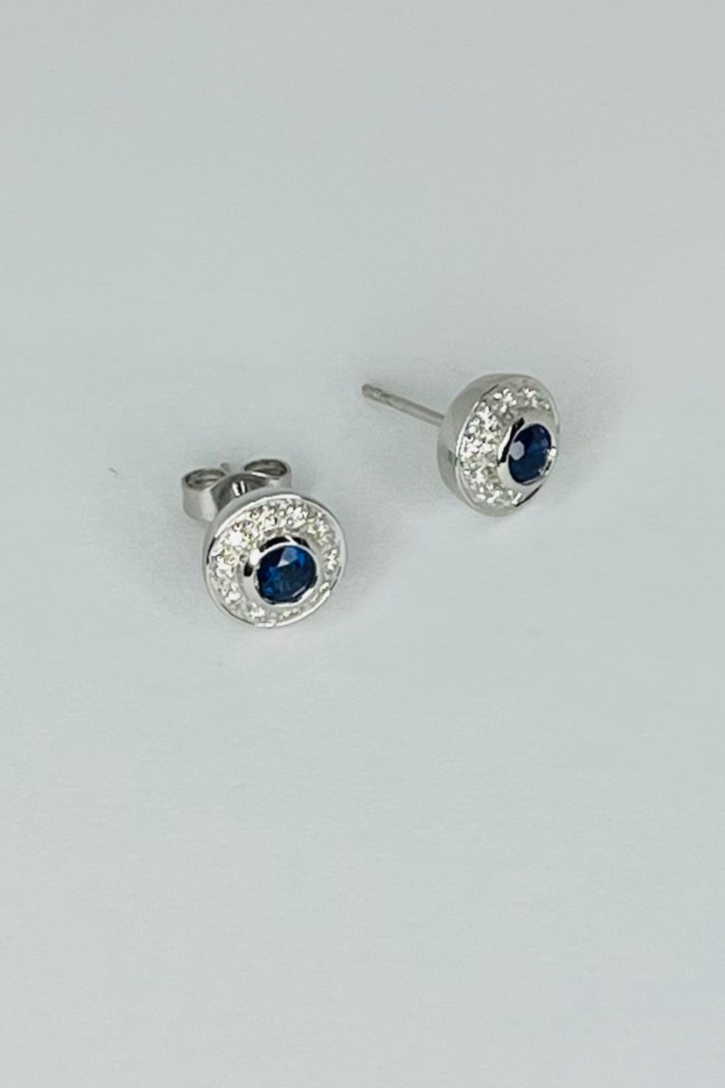 14kt W/Gold Sapphire & Diamond Earrings