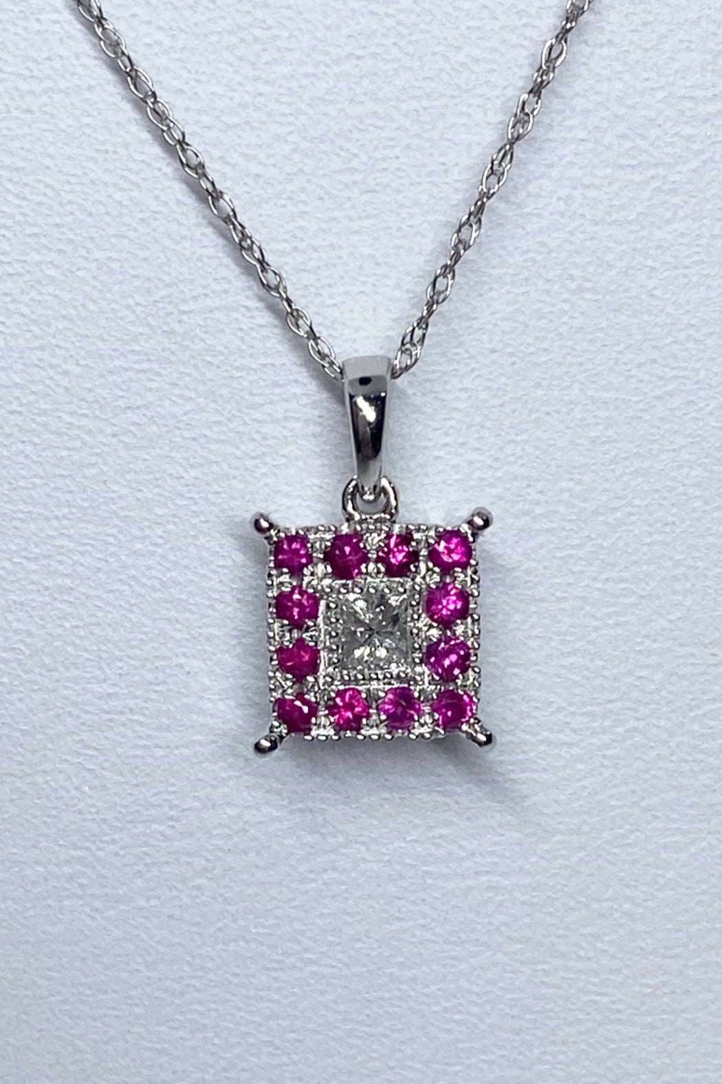 14kt White Gold Ruby & Diamond Necklace