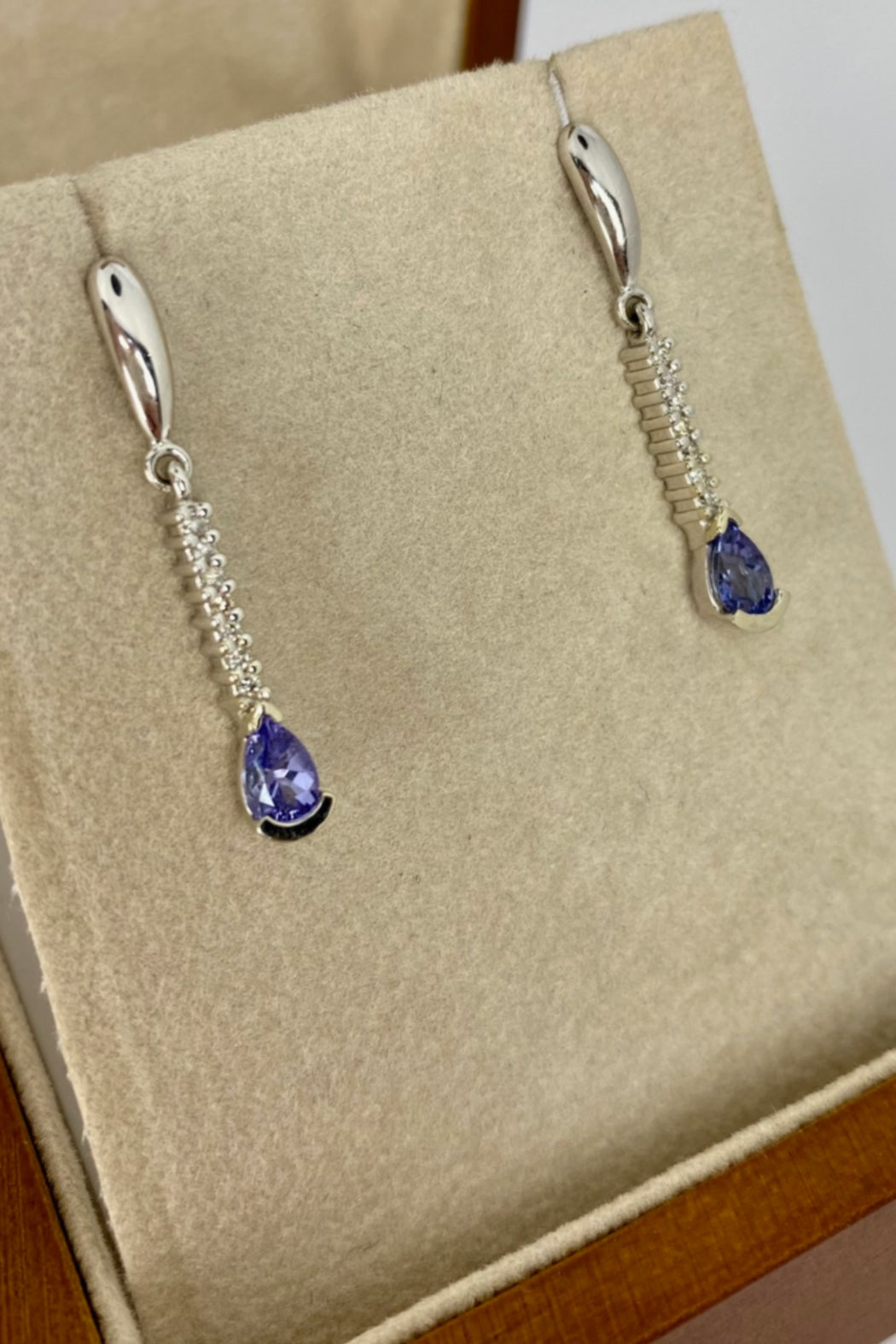 14kt White Gold Tanzanite & Diamond Earrings