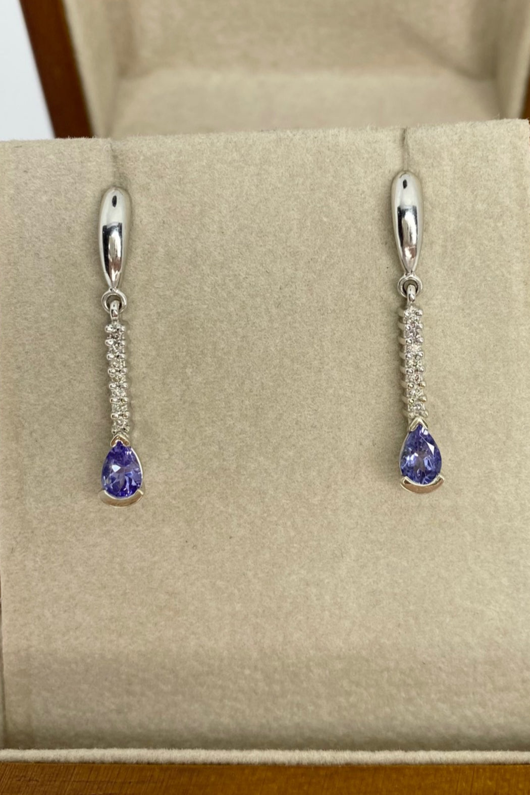 14kt White Gold Tanzanite & Diamond Earrings