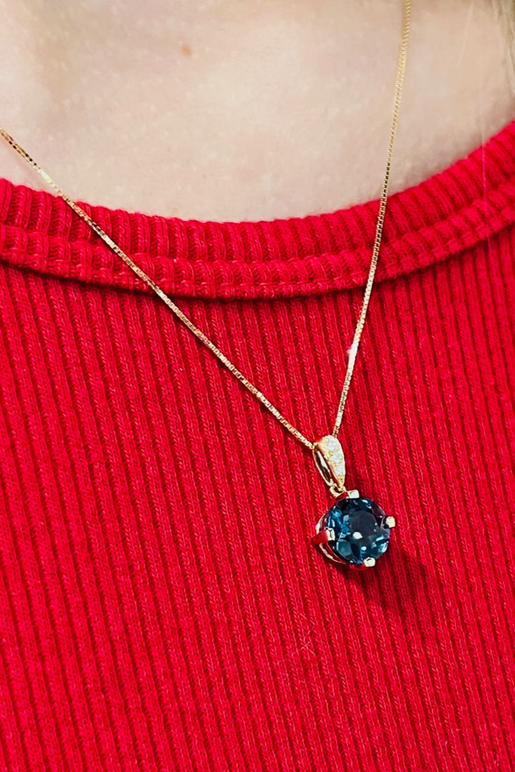 14kt Y/Gold London Blue Topaz & Diamond Necklace