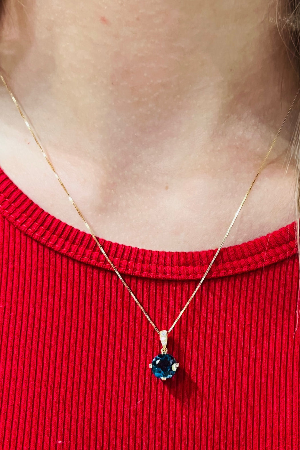 14kt Y/Gold London Blue Topaz & Diamond Necklace