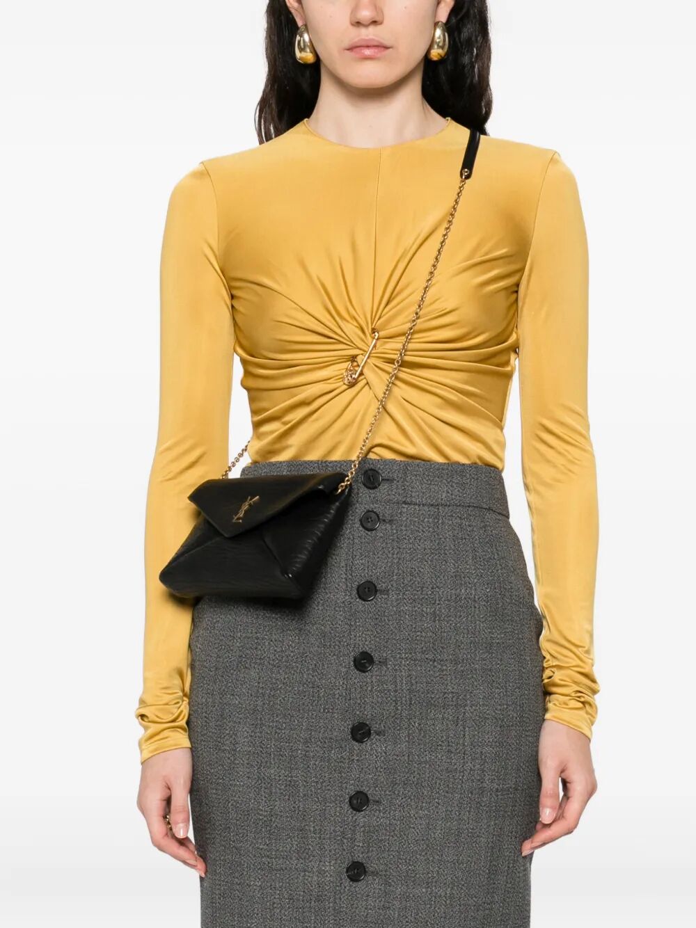 Saint Laurent Women Cassandre Chain Pouch In Lambskin