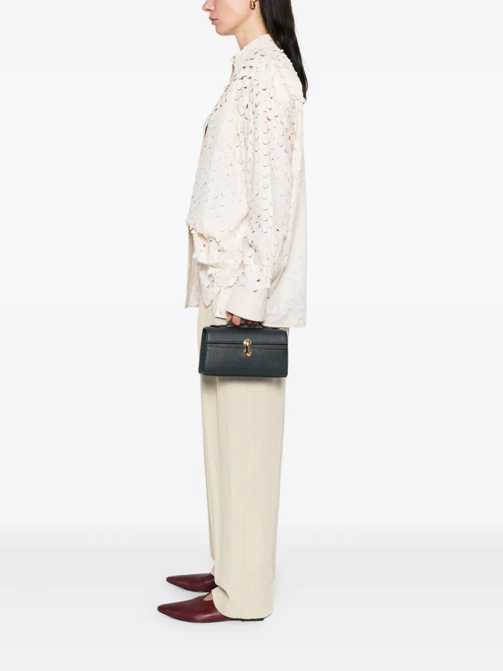 Savette Women "Symmetry Pochette" In Grained Calf Leather