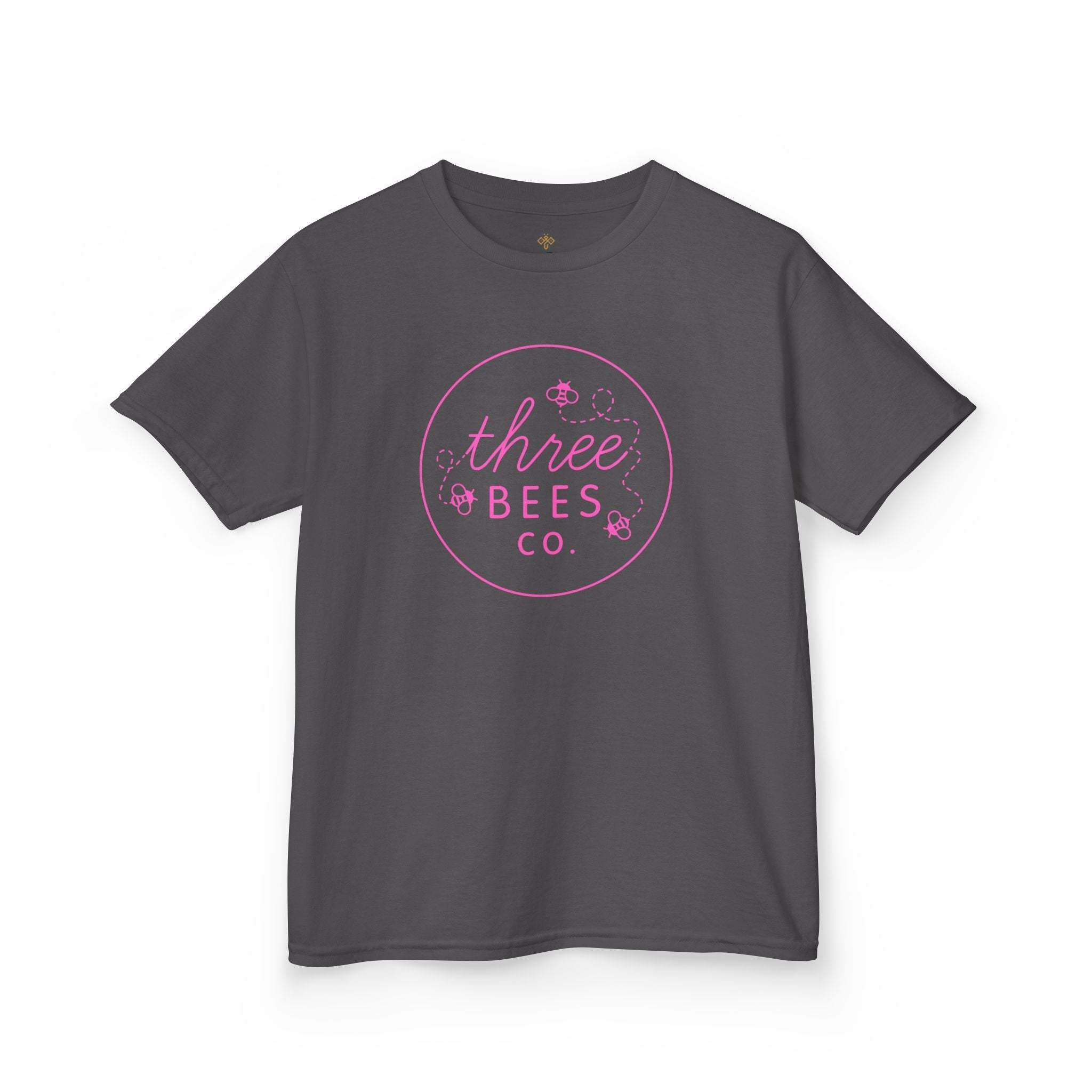 Kids Heavy Cotton Gildan Three Bees Classic Logo in Pink Hive Tee