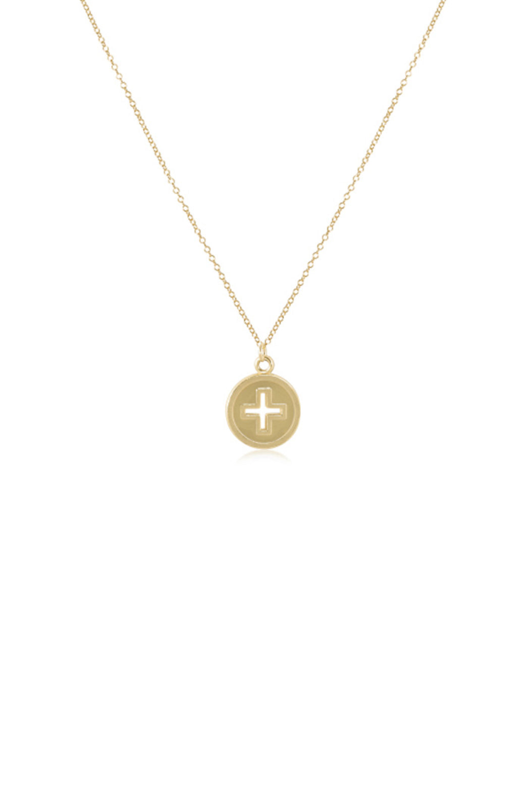 16" Signature Cross Gold Disc Necklace