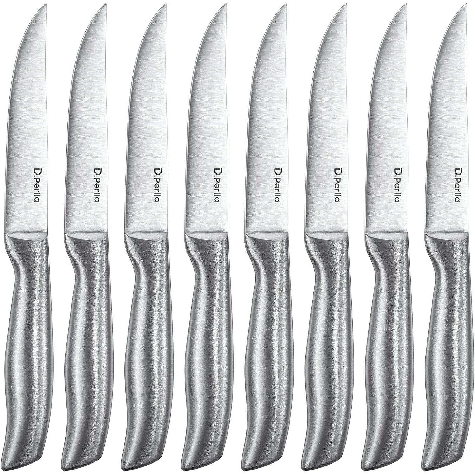 D.Perlla Steak Knives, Non Serrated Stainless Steel Sharp Steak Knife Set of 8 with Gift Box