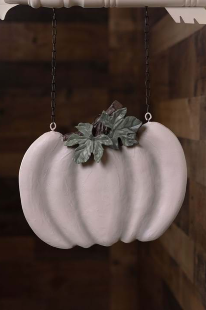 10 Inch Resin Whitewashed Pumpkin
