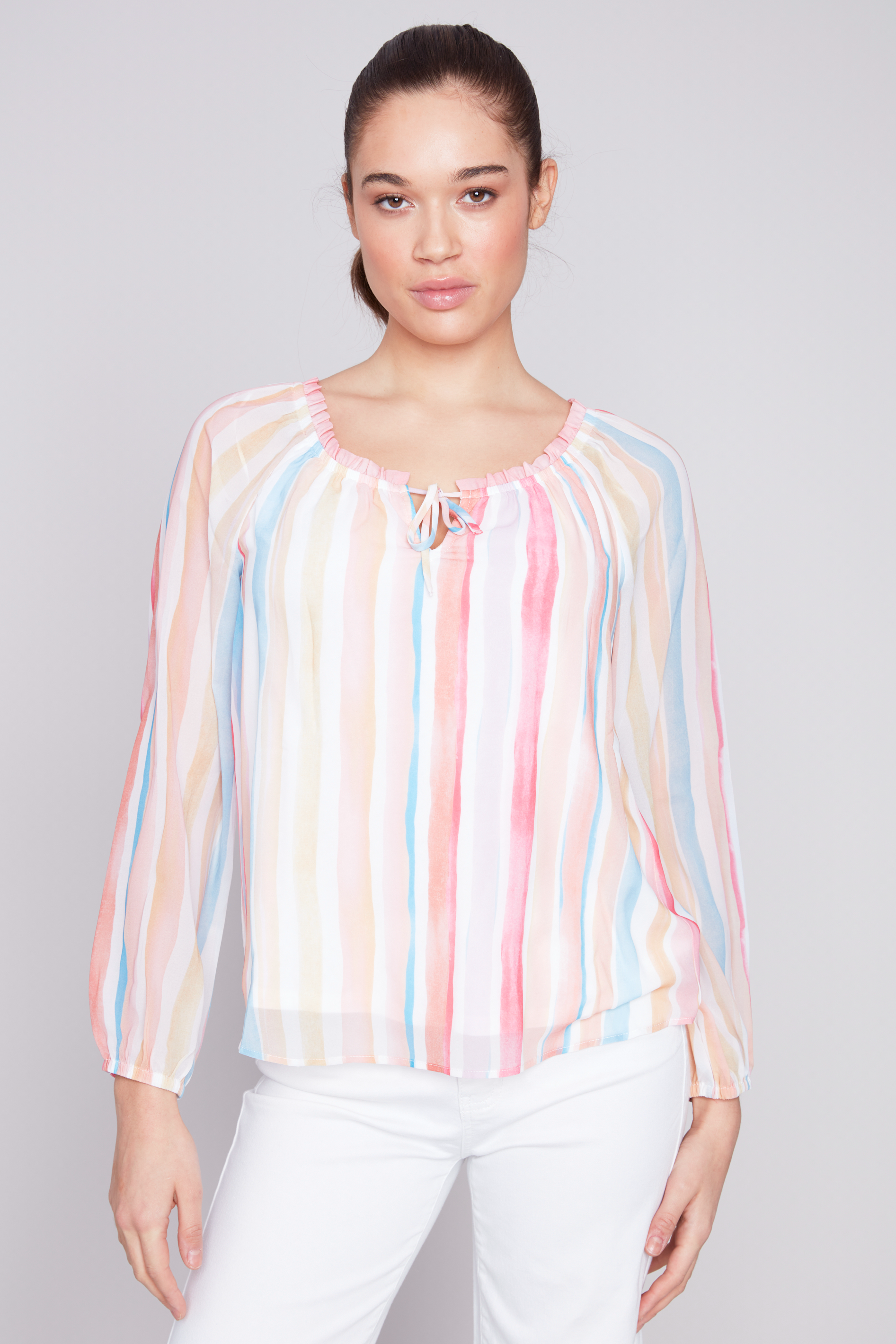 Candy Stripe Chiffon Blouse