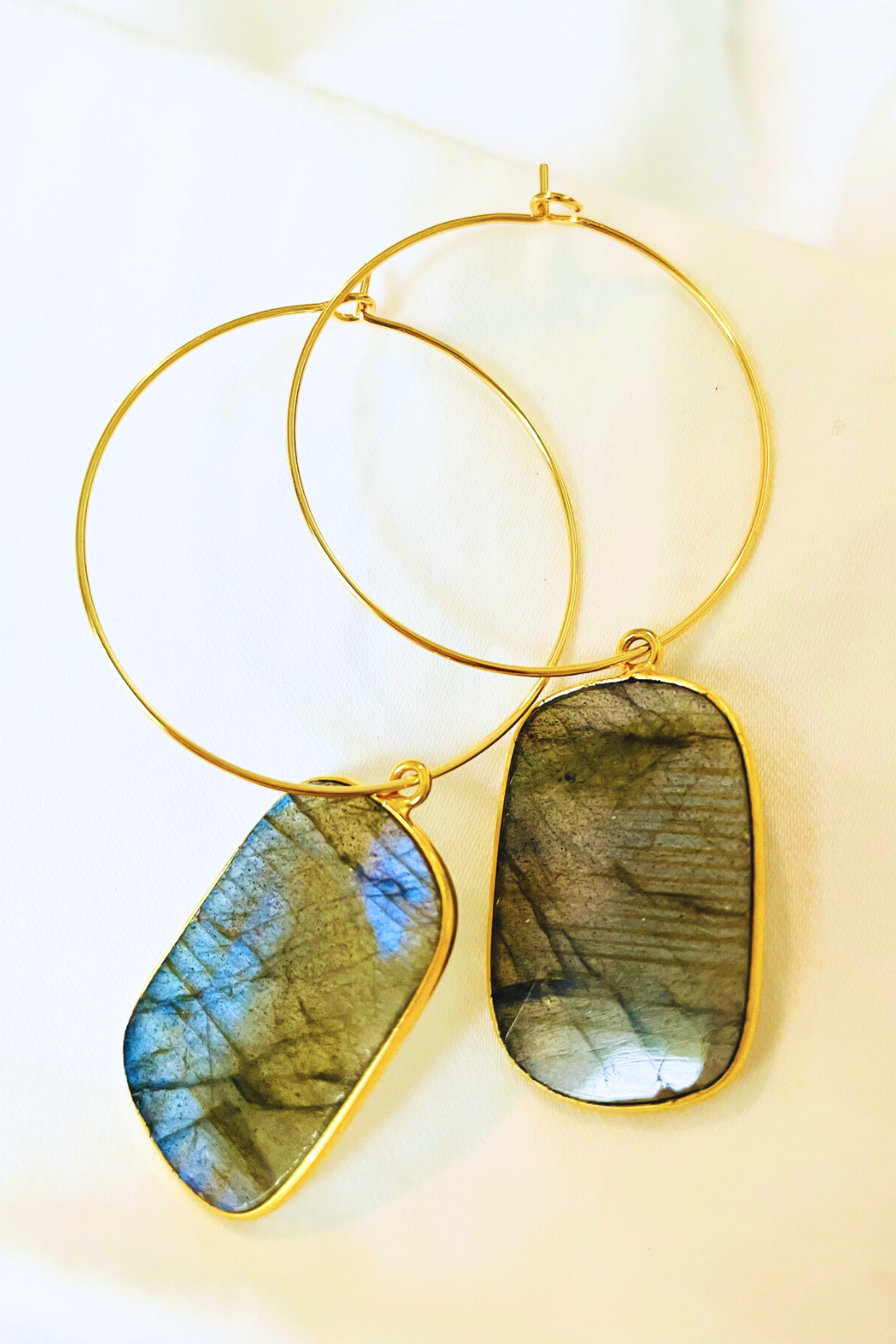 1" Mini Hoop ~ Natural Fire Rainbow Labradorite