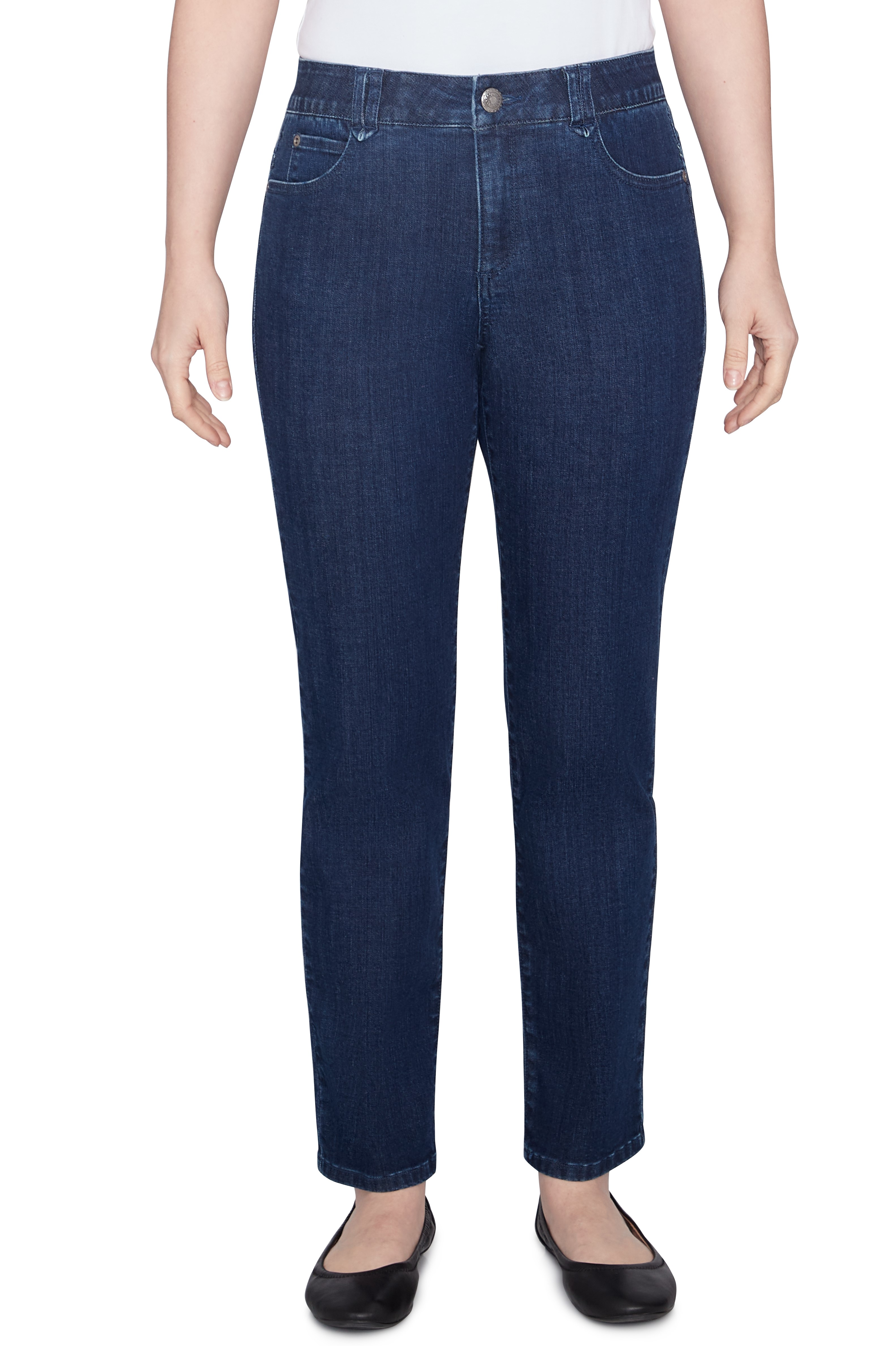 Button front jean with front and back pockets