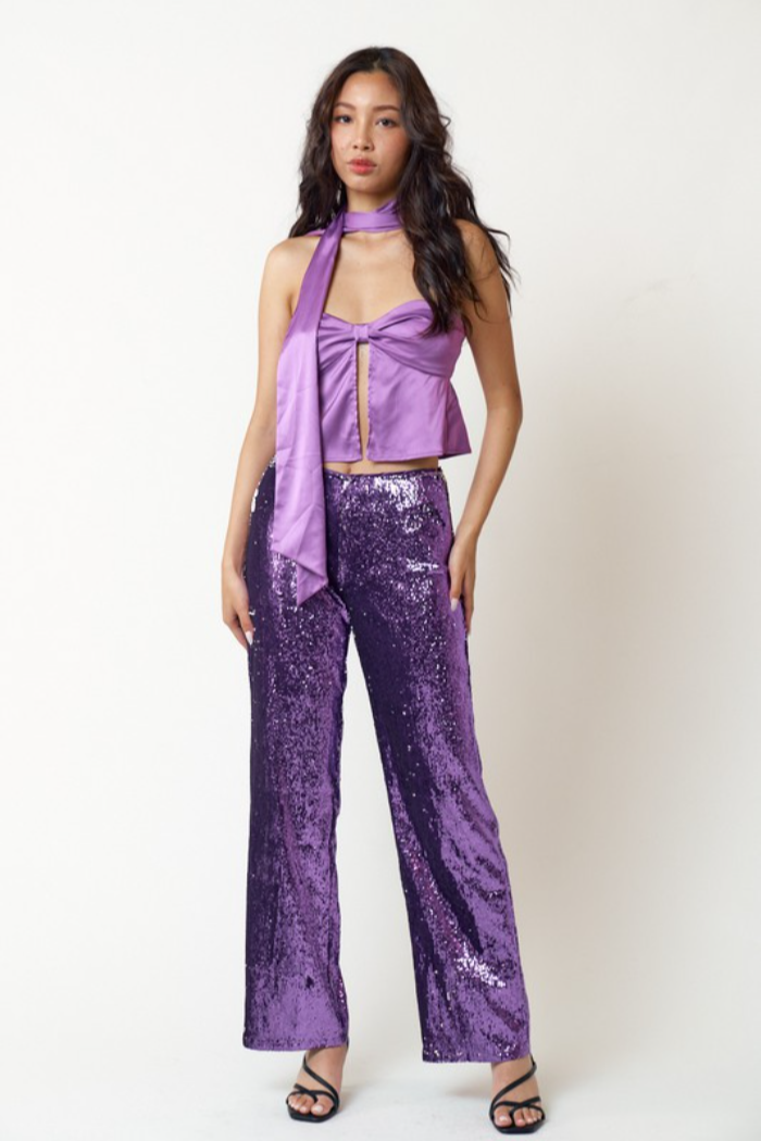 Sequin Straight Leg Pant
