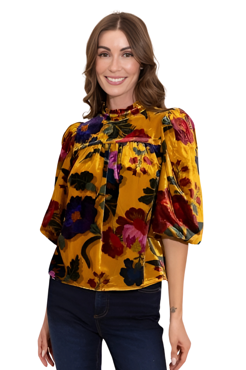 "Mel" Velvet 3/4 Slv Top