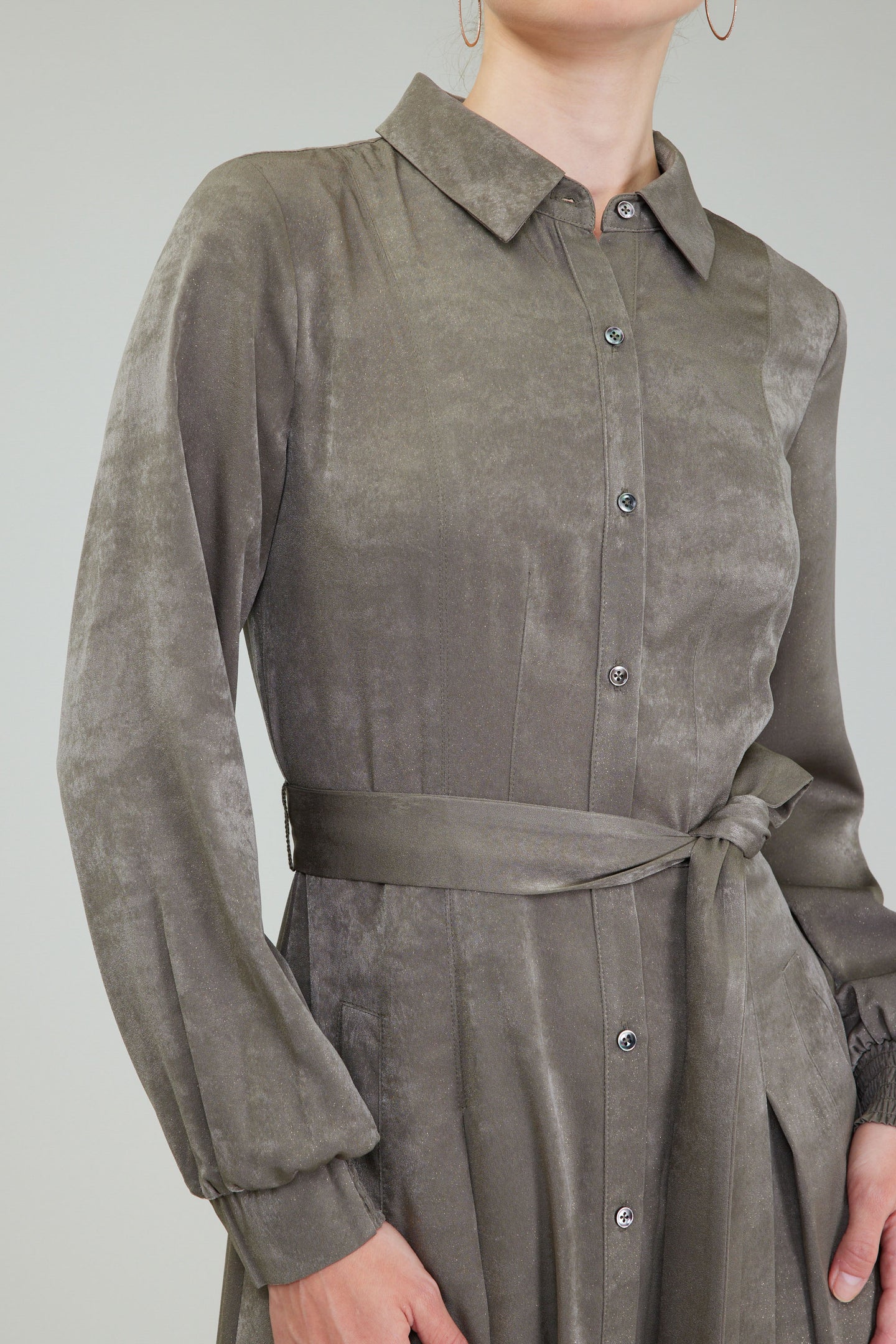 Shirt Dress with Smocked Cuffs