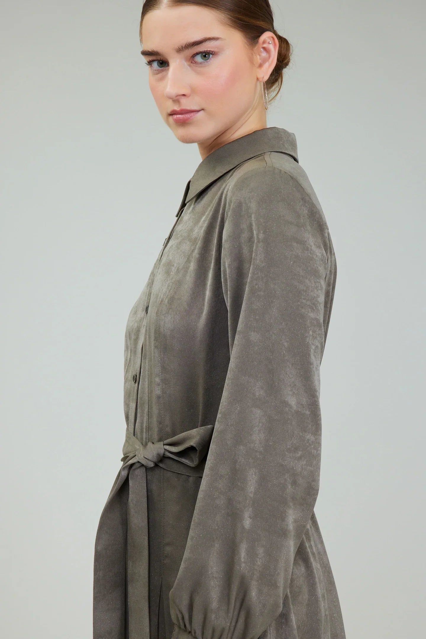 Shirt Dress with Smocked Cuffs