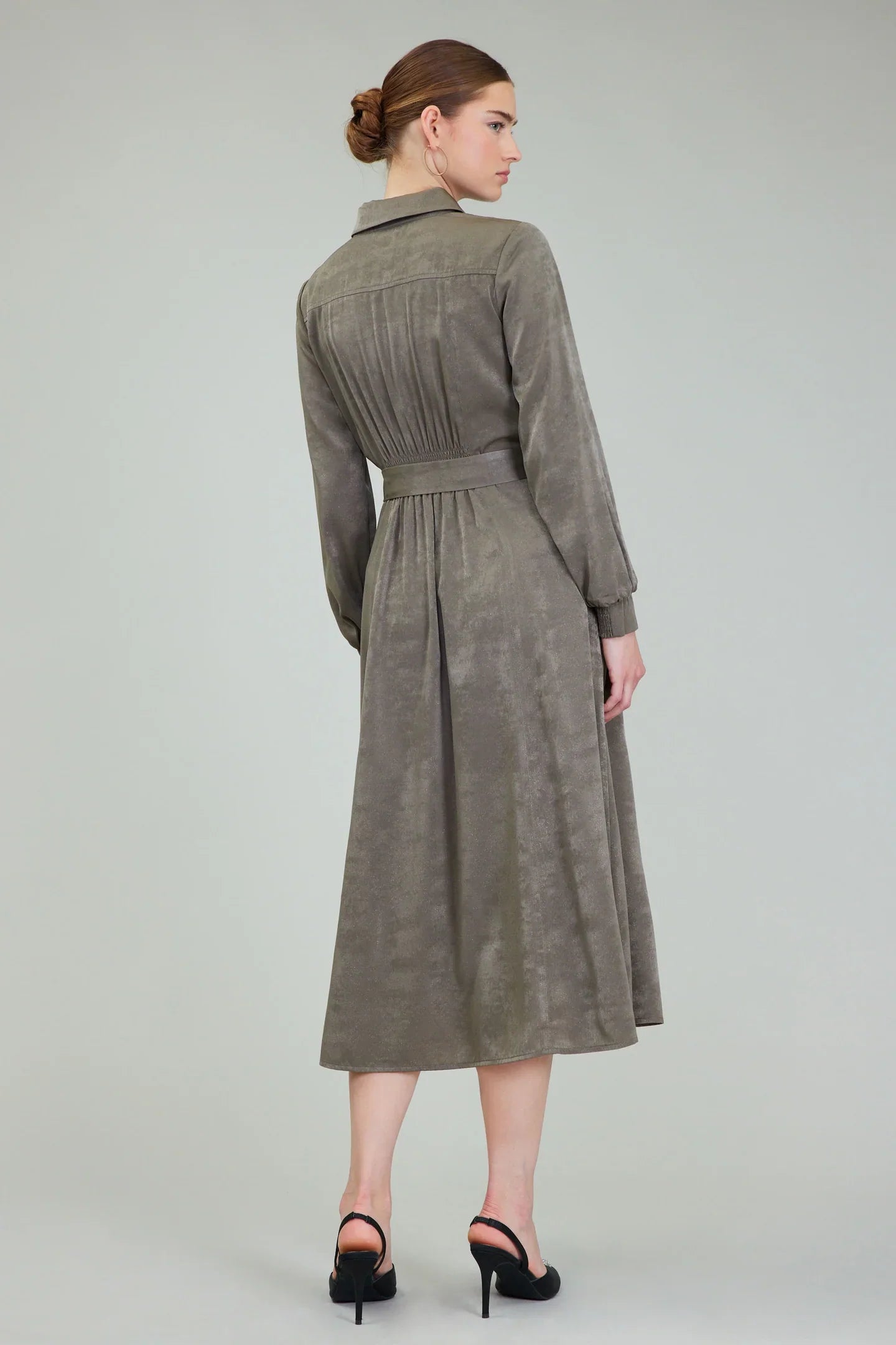 Shirt Dress with Smocked Cuffs