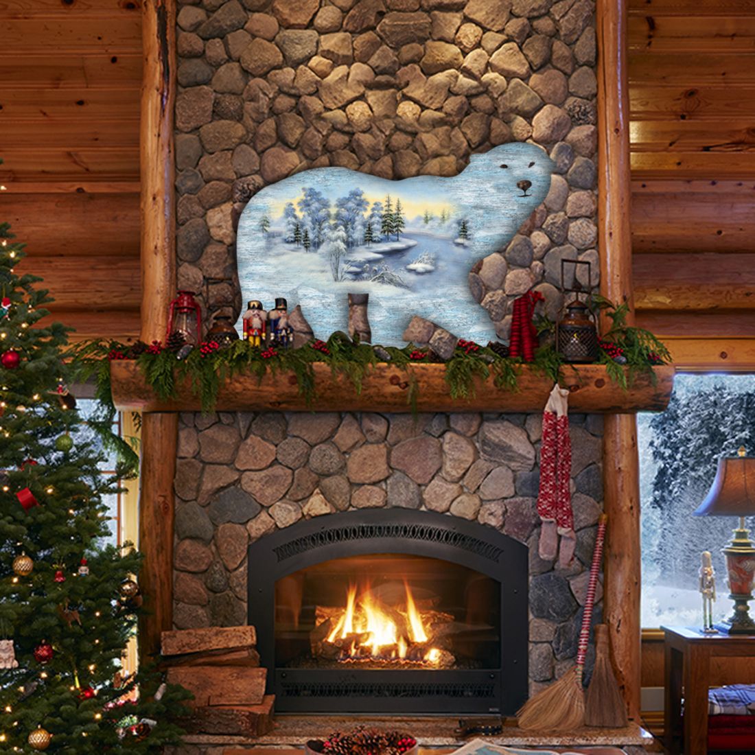 Polar Bear Vintage Wildlife Door Decor - G. DeBrekht - Wildlife Holiday Decor - 8198225H