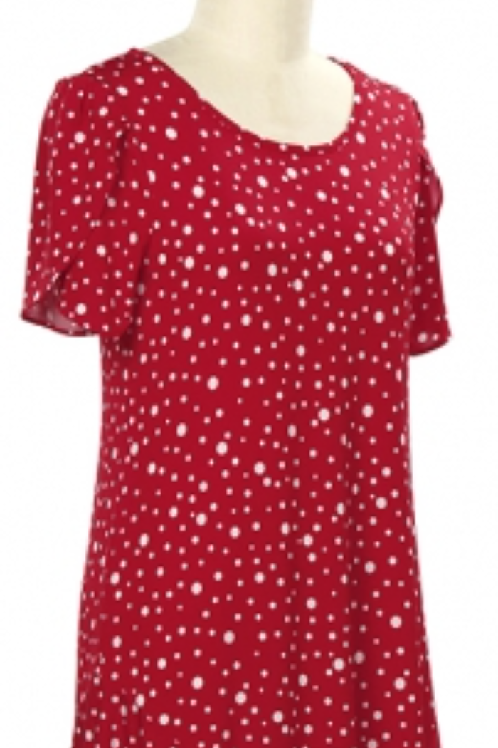 Short Sleeve Debrah Dot Print Dress - black only