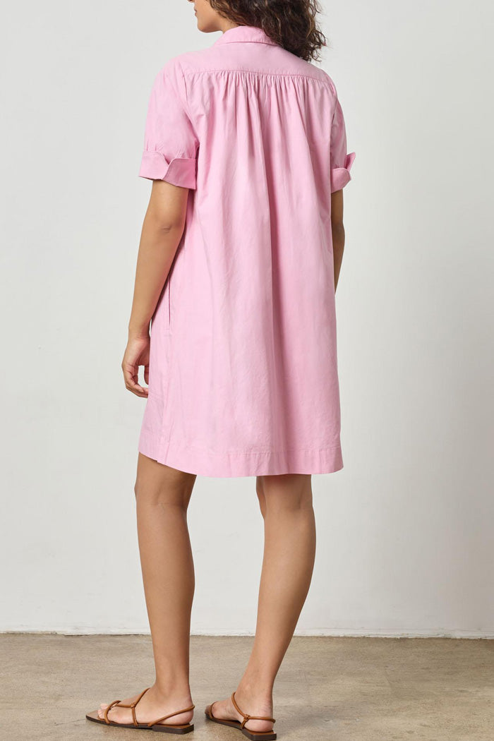 Shirred Sleeve Shirt Dress