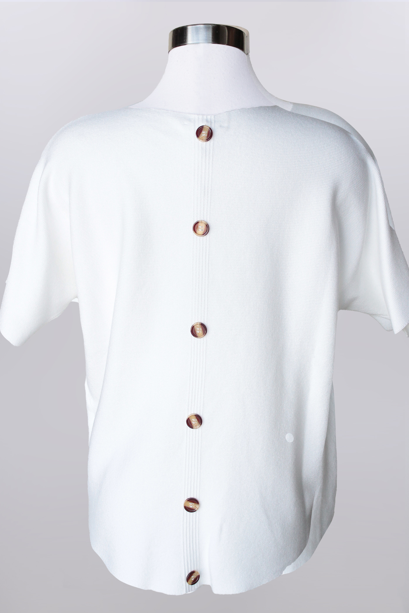 Short Sleeve Crew Neck Sweater with back buttoon detail