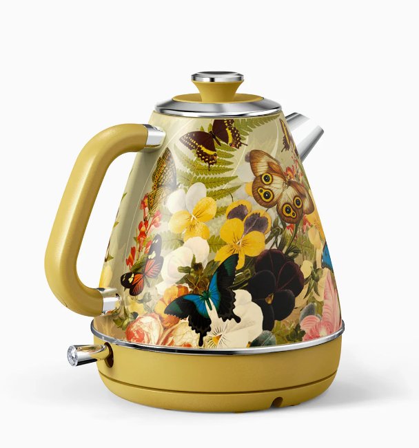 1.7L / 57.5 oz electric kettle food grade 304 stainless steel, instrument type dial thermometer flower watermark painting process fast boiling 1200W