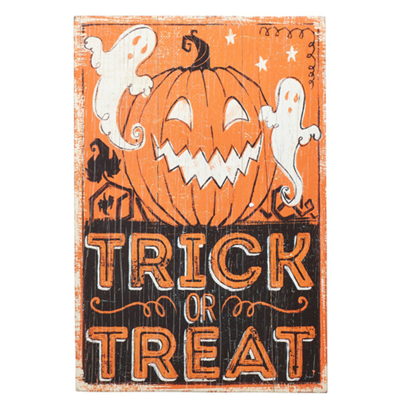 18" Trick or Treat Vintage Inspired Halloween Textured Wall Art