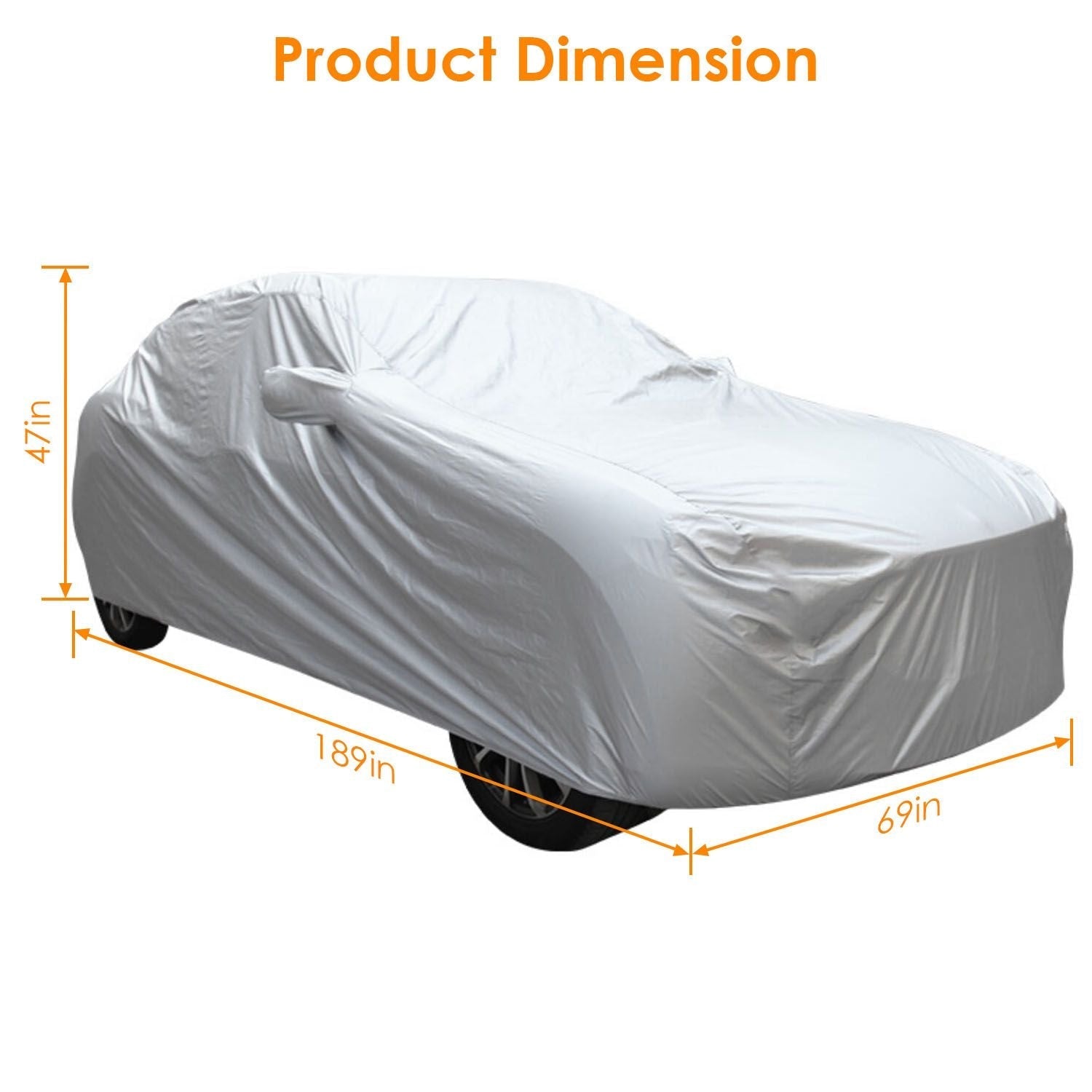 189x69x47in Full Car Cover All Weather UV Protection Automotive Cover 170T Outdoor Universal Full Cover For Sedans Up To 185in