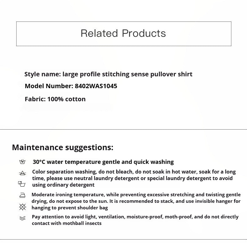 Workplace Siren Style College Style Silhouette Splicing Fashion Design Pullover Shirt-2