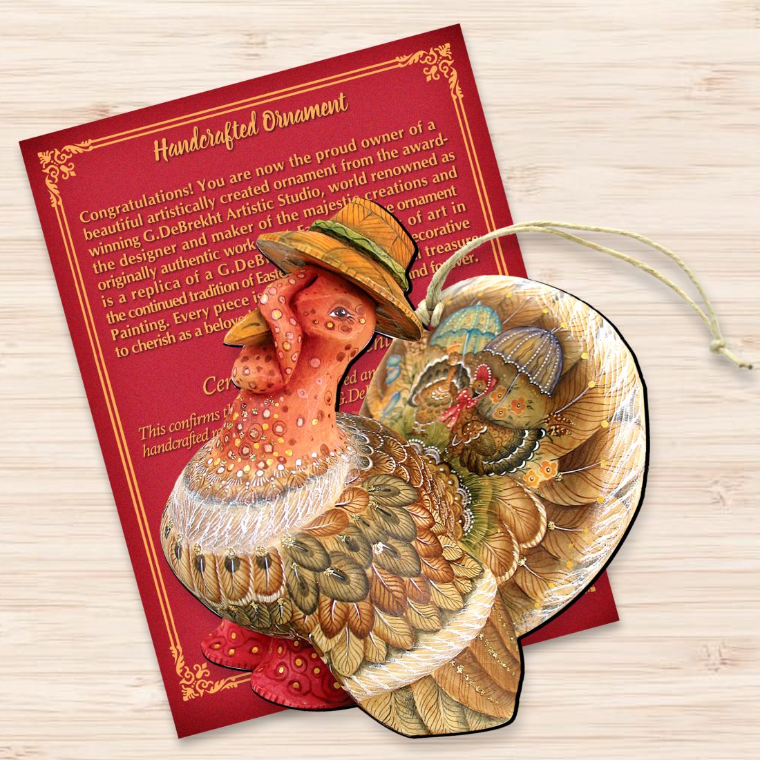 Tom the Turkey Wooden Ornaments by G. DeBrekht - Thanksgiving Halloween Decor - 8158904