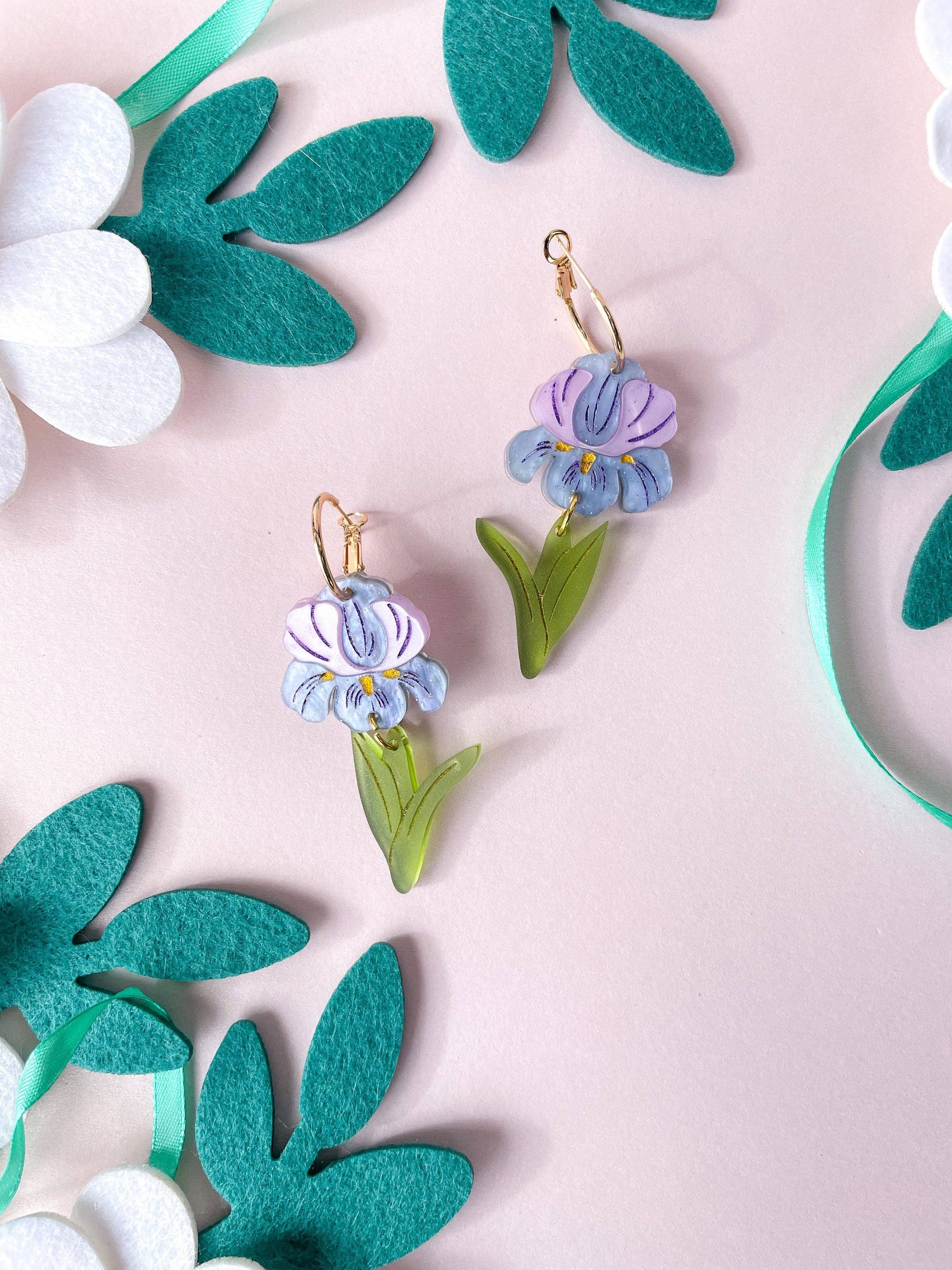 Purple Iris Earrings