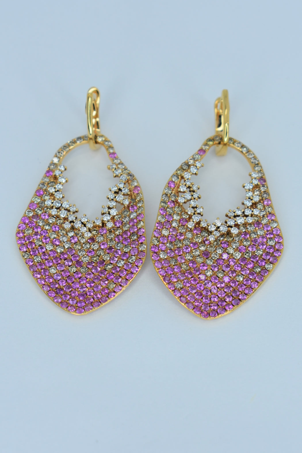 18kt Rose Gold Pink Sapphire & Diamond Earrings