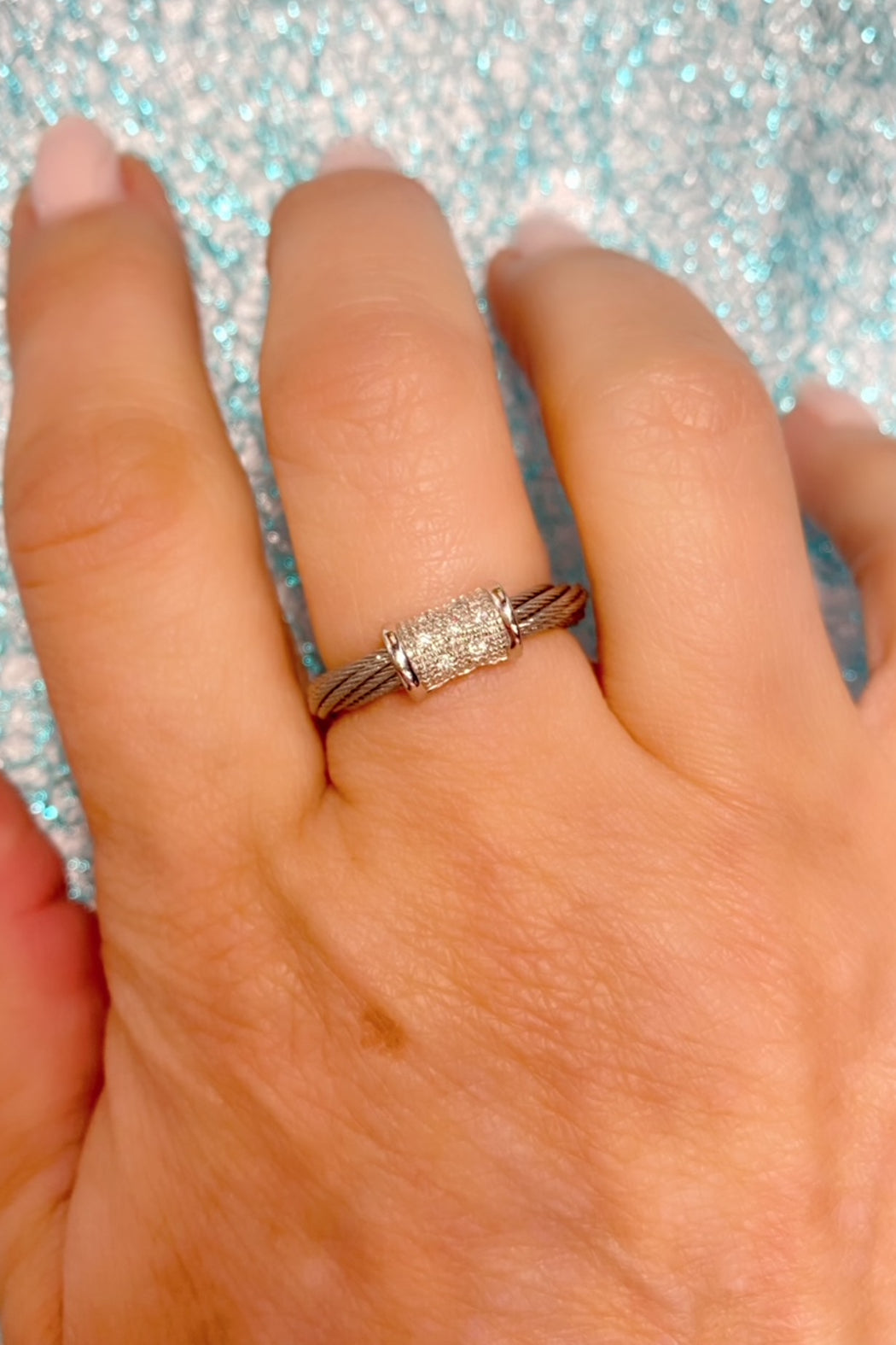 18kt W/Gold Stainless Steel Diamond Ring