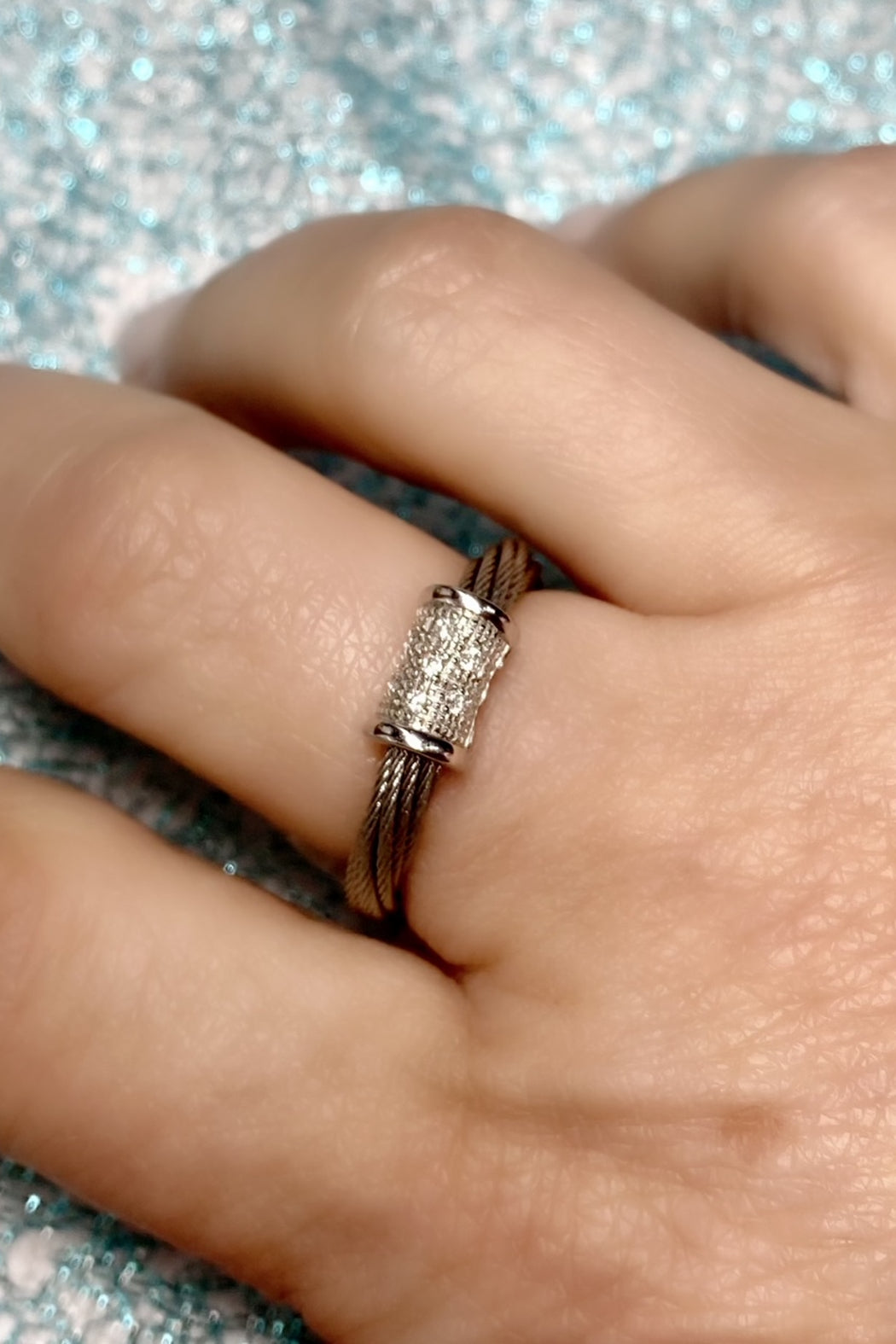 18kt W/Gold Stainless Steel Diamond Ring