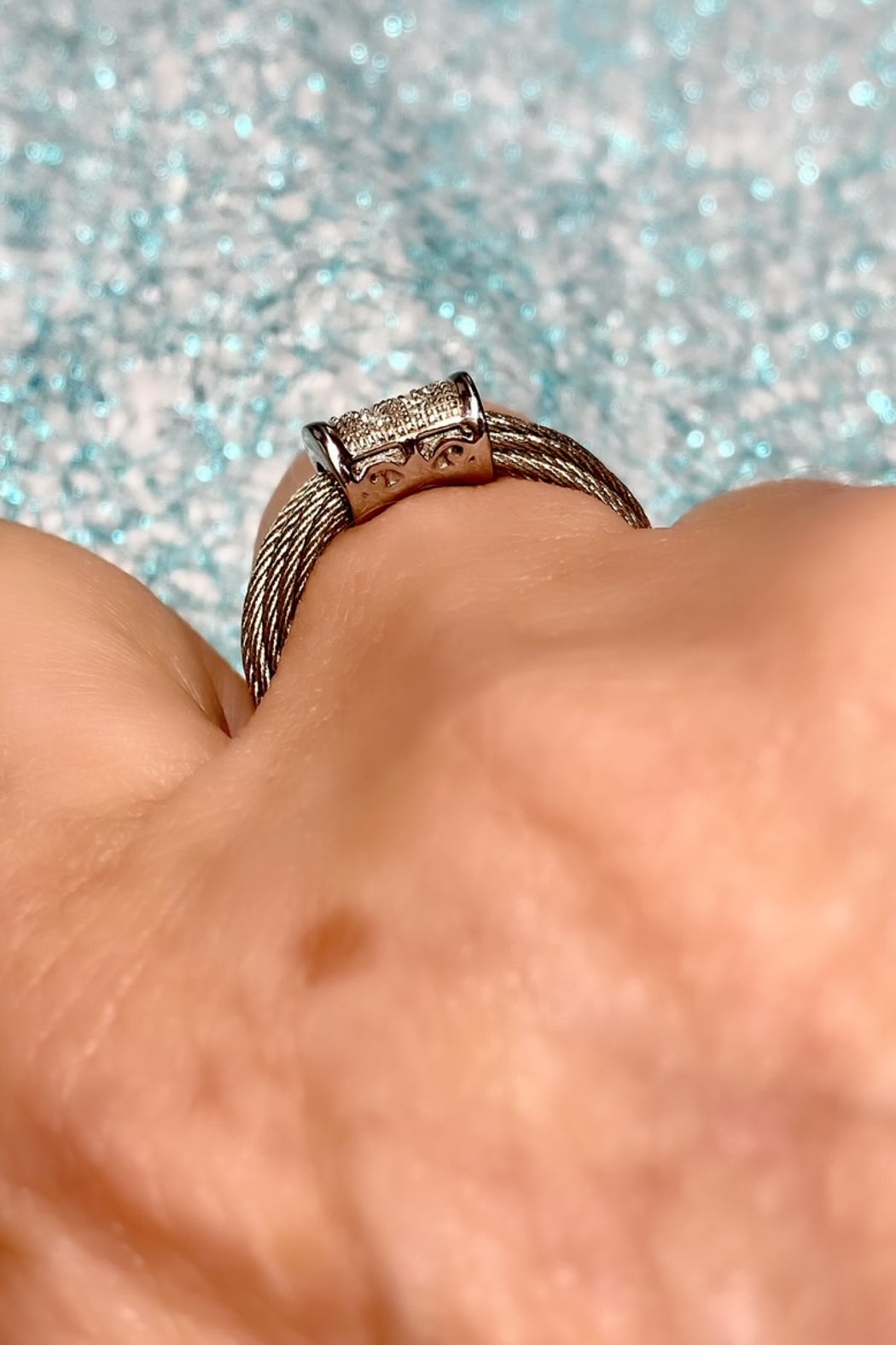 18kt W/Gold Stainless Steel Diamond Ring