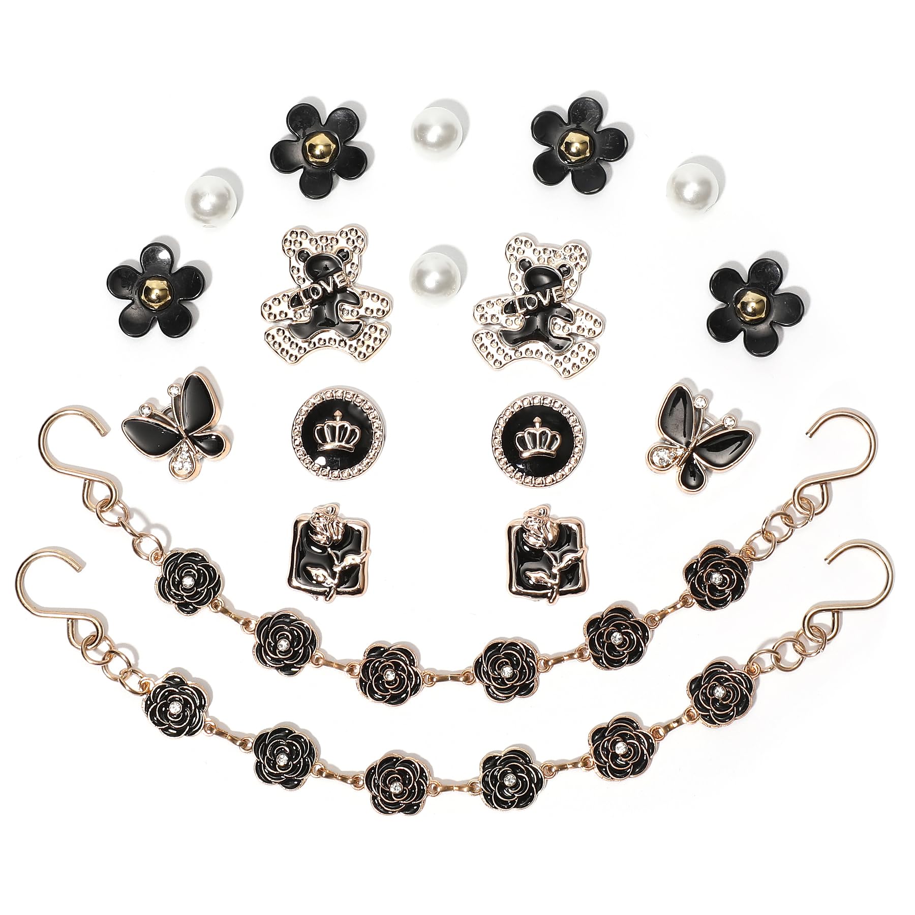 18Pcs Flower Shoe Chain Charms for Women, Bling Shoe Charms for Girls Clog Sandals, Girly Shoe Chains, DIY Shoe Decoration Accessories for Party Favor