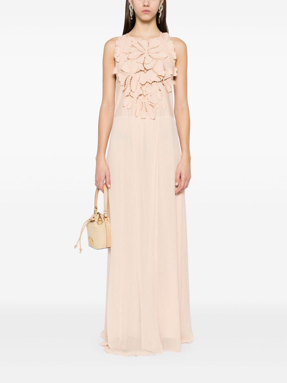 Forte Forte Long dress with floral appliques