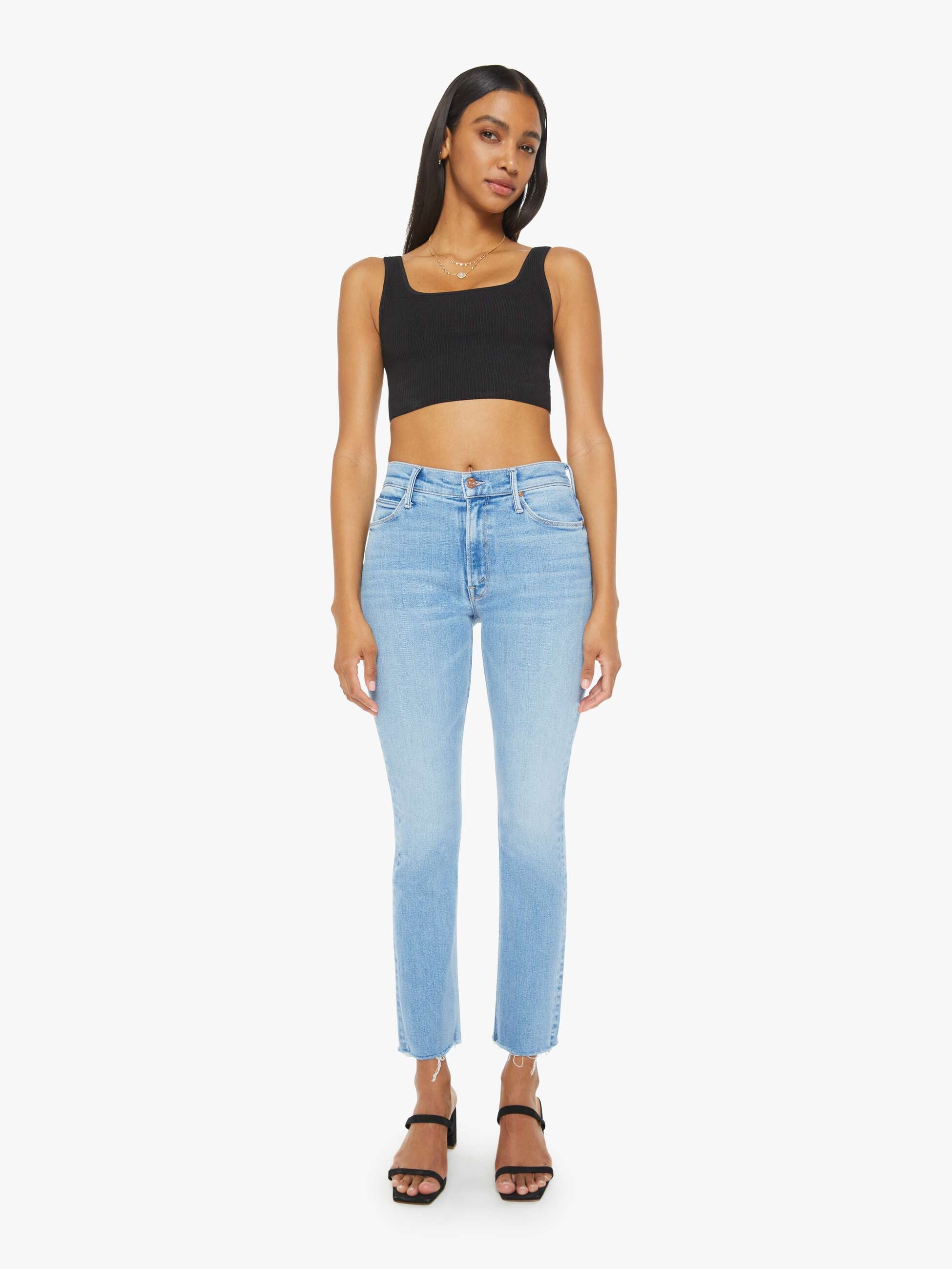 Mother Denim The Mid Rise Dazzler Ankle Fray