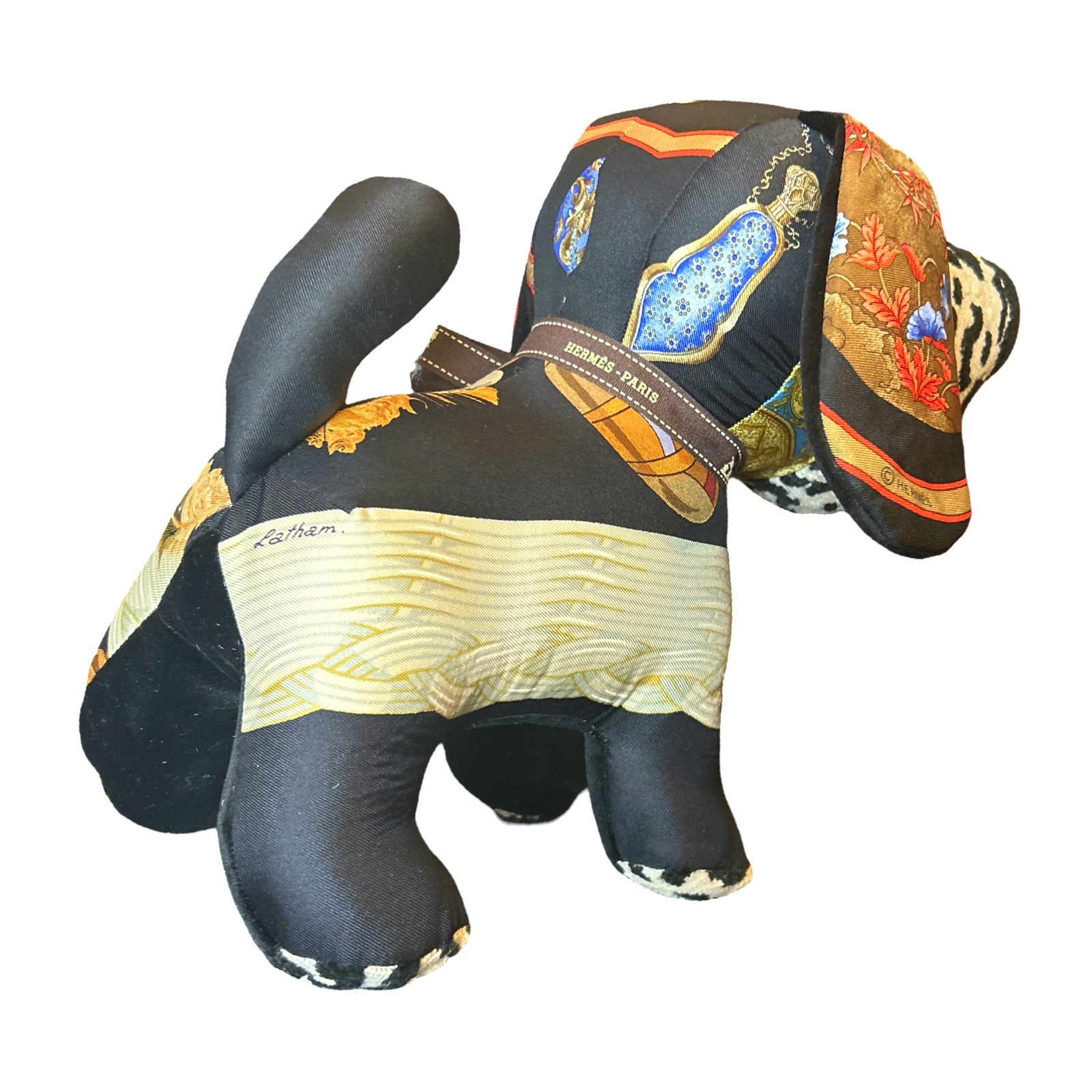 Couvee d'Hermes Vintage Silk Scarf Patchwork Puppy