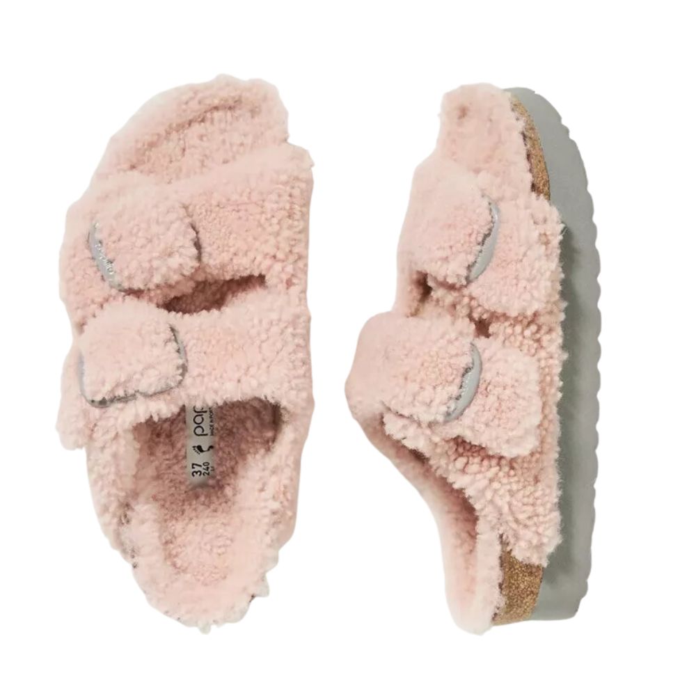 Birkenstock Papillio Teddy Crystal Rose Arizona Big Buckle Shearling Size 7 by Steals