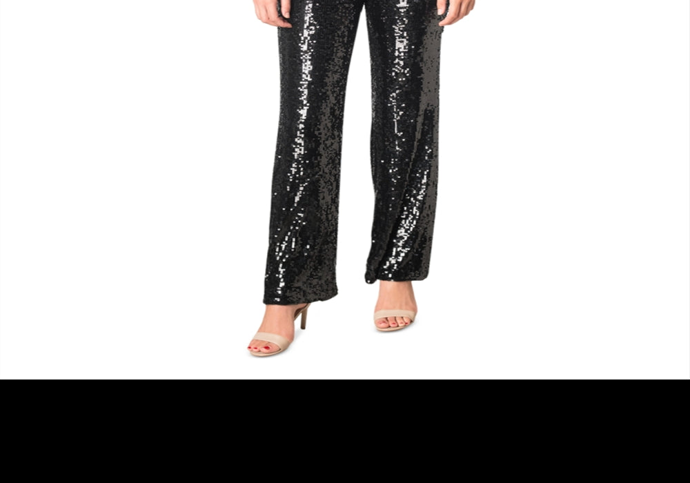 Dress The Population Women's Black Sequin V Neck Jumpsuit Size Medium by Steals