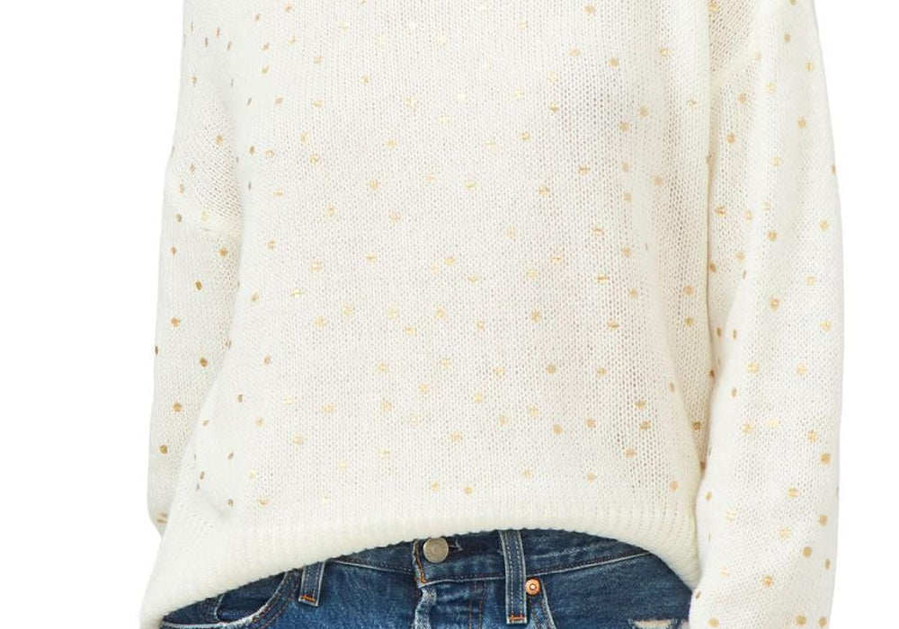 State Womens Metallic Polka Dot Pullover Sweater by Steals