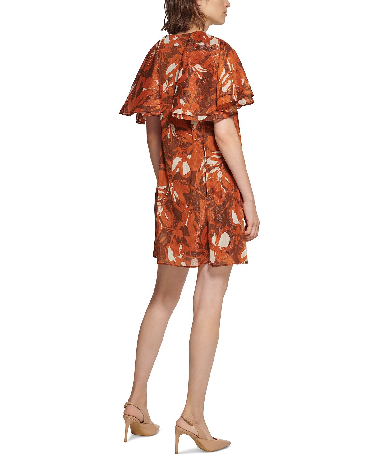 Calvin Klein Women's Chiffon Capelet Dress Brown Size 14 by Steals