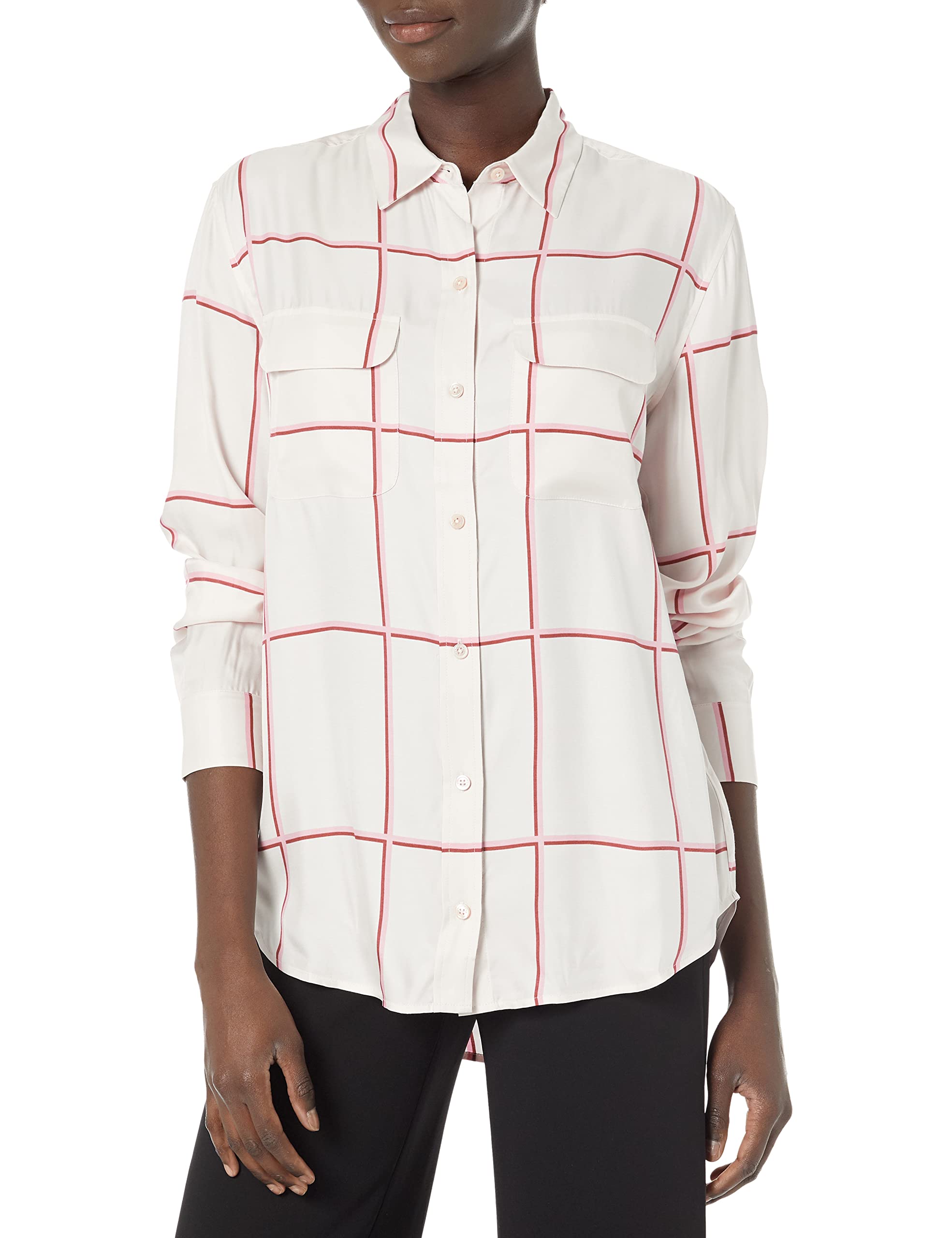 Equipment Signature Silk Button-Up Shirt in Lilac Ash Multi Size Medium by Steals