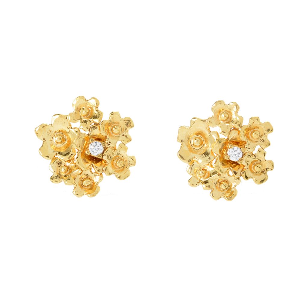 Golden Odyssey for Brilliante Cubic Zirconia Floral Design Stud Earrings by Steals