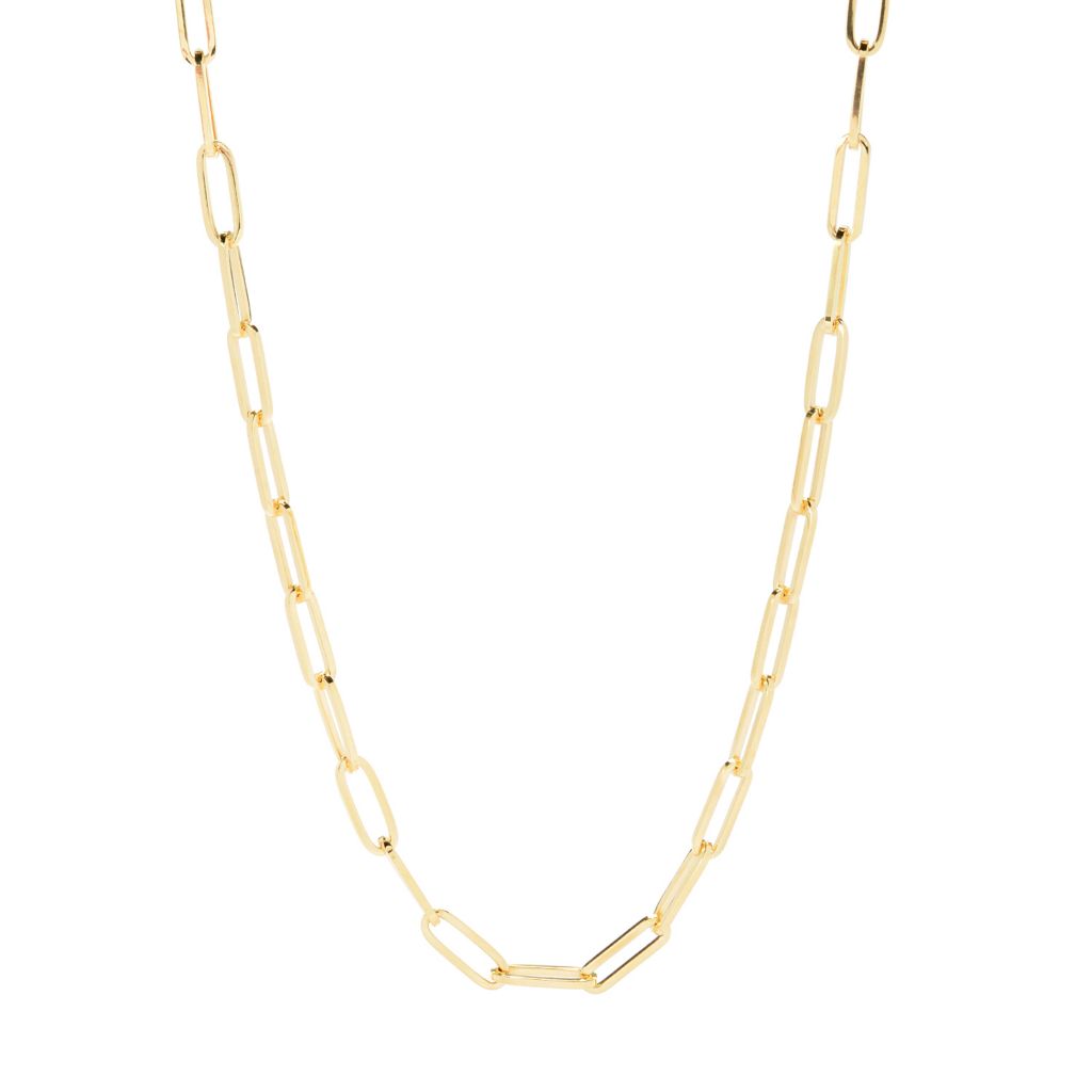 OroMio 14K Gold & Sterling Silver Tubing Choice of Length Paperclip Link Necklace by Steals