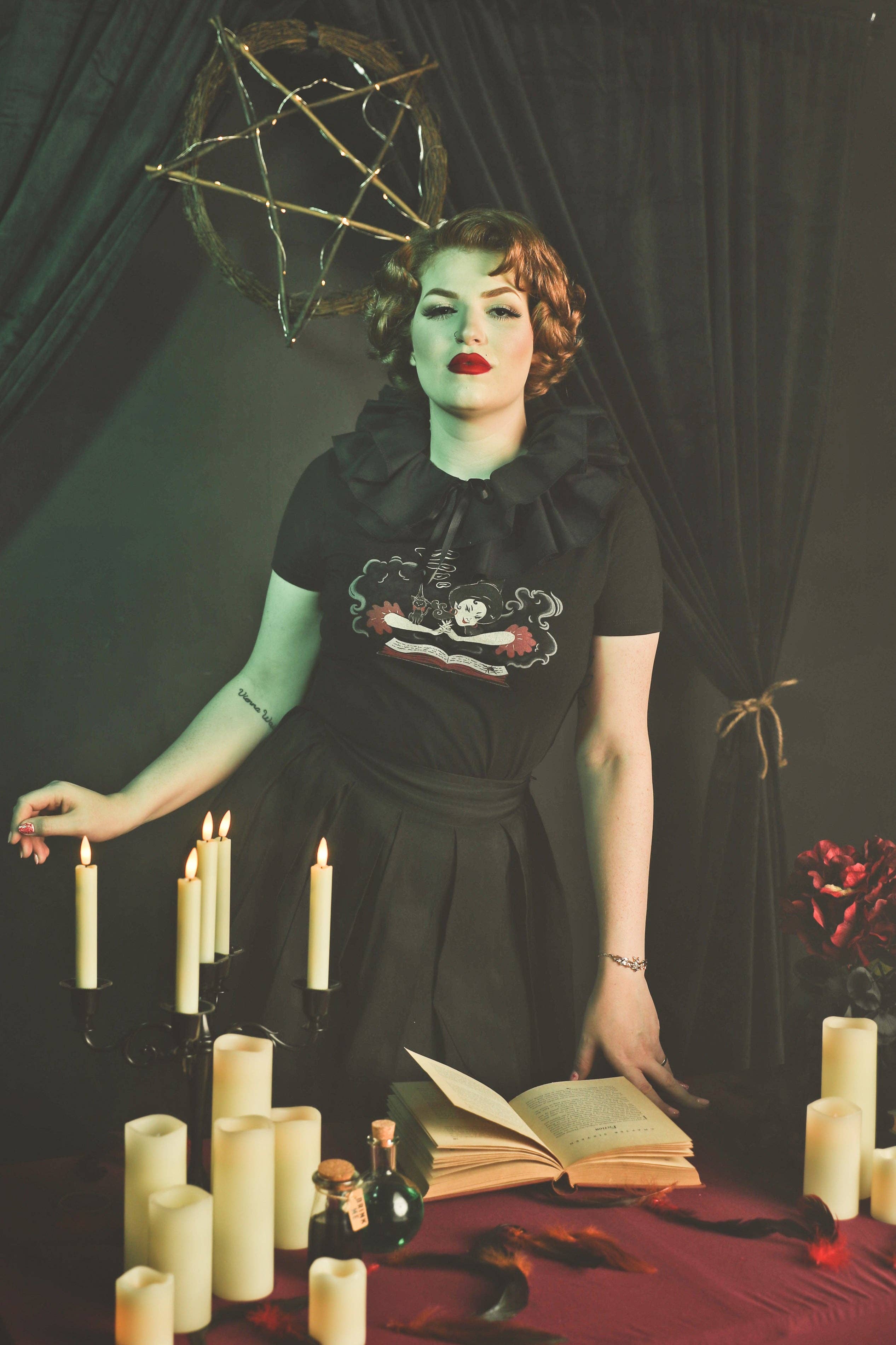 Witch Bible Fitted Tee in Black - SMALL