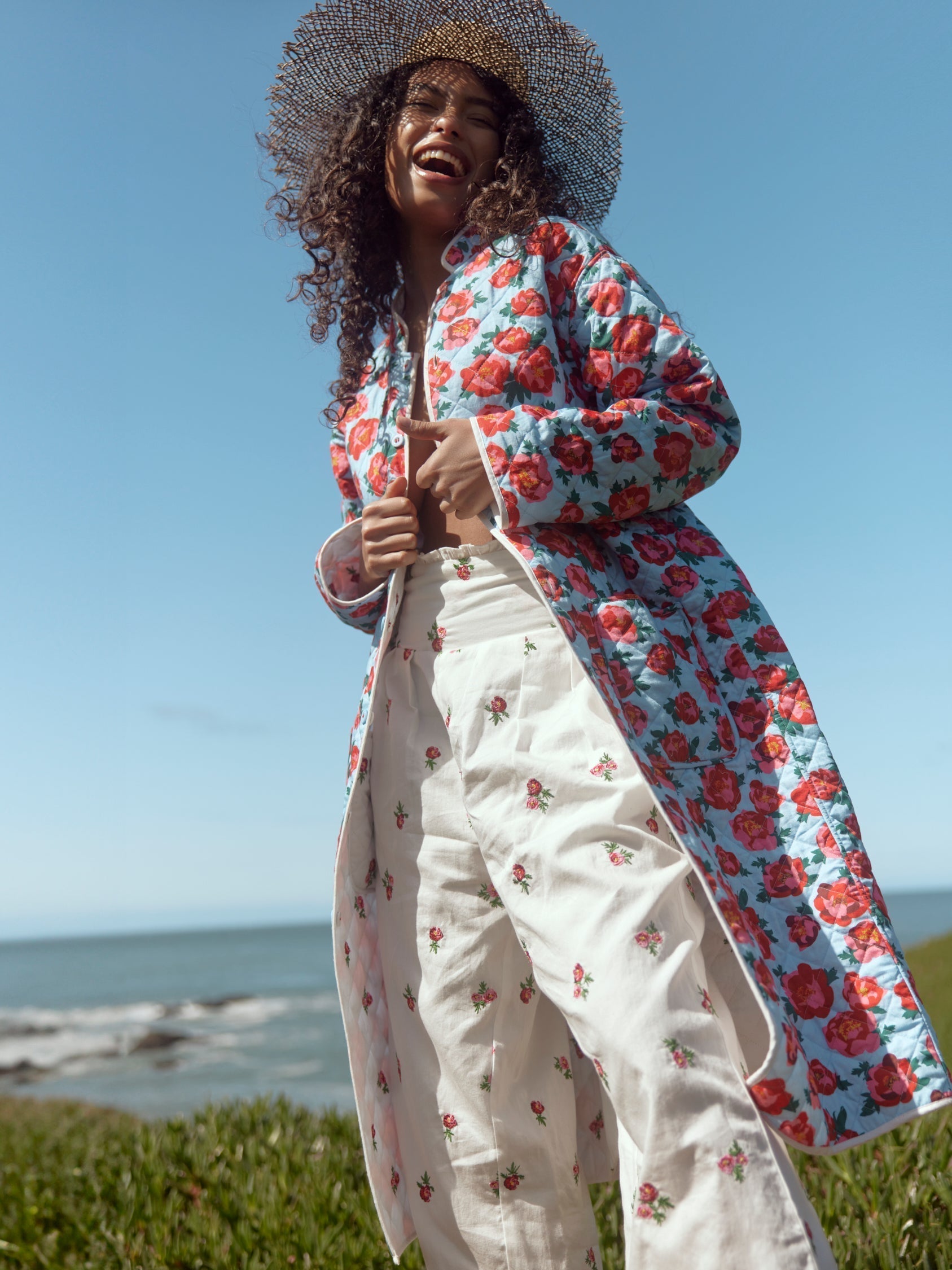 Kirby Embroidered Pants - Sugar/Salsa Ditsy Floral